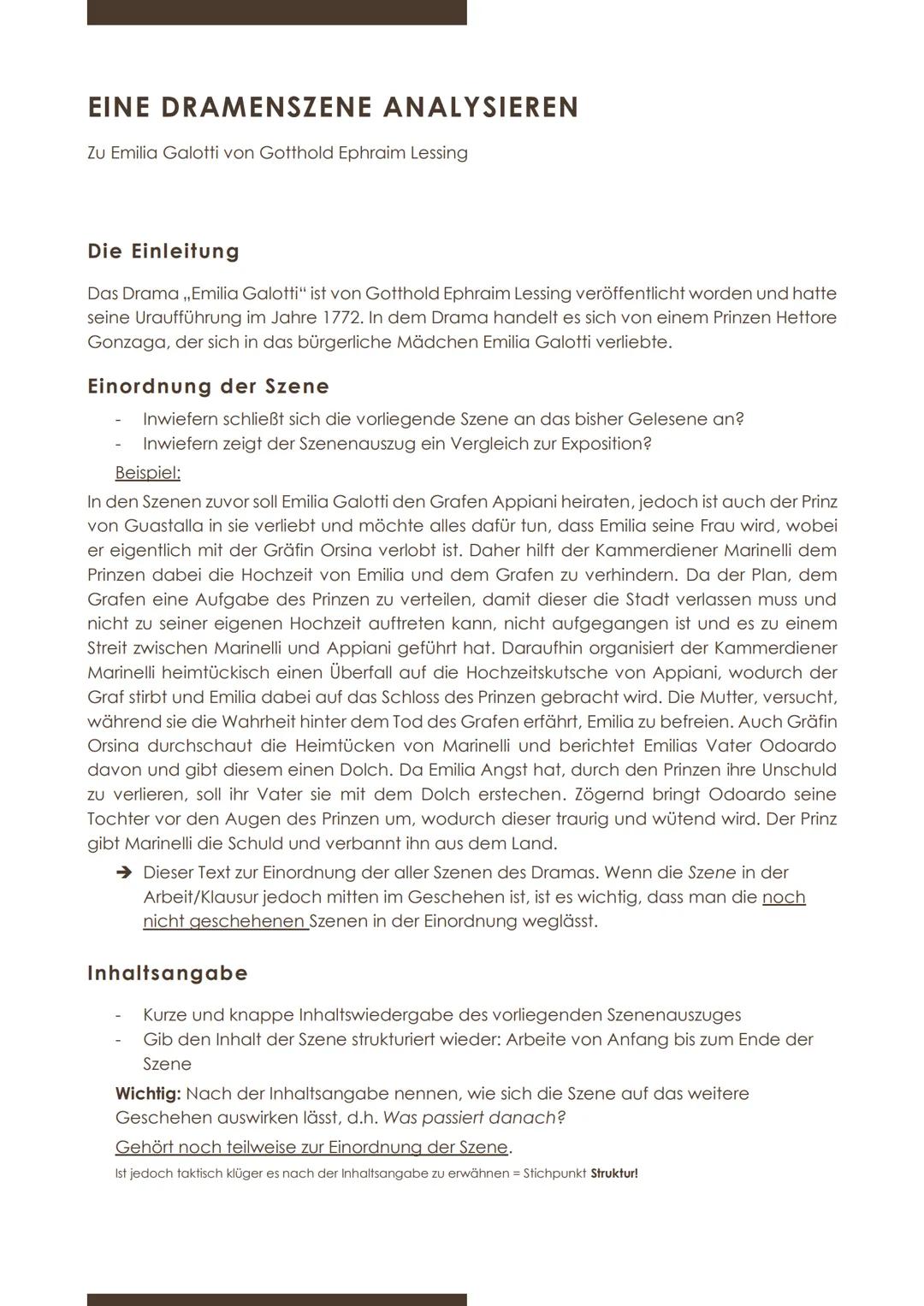 # EINE DRAMENSZENE ANALYSIEREN
Zu Emilia Galotti von Gotthold Ephraim Lessing
Die Einleitung
Das Drama, Emilia Galotti" ist von Gotthold