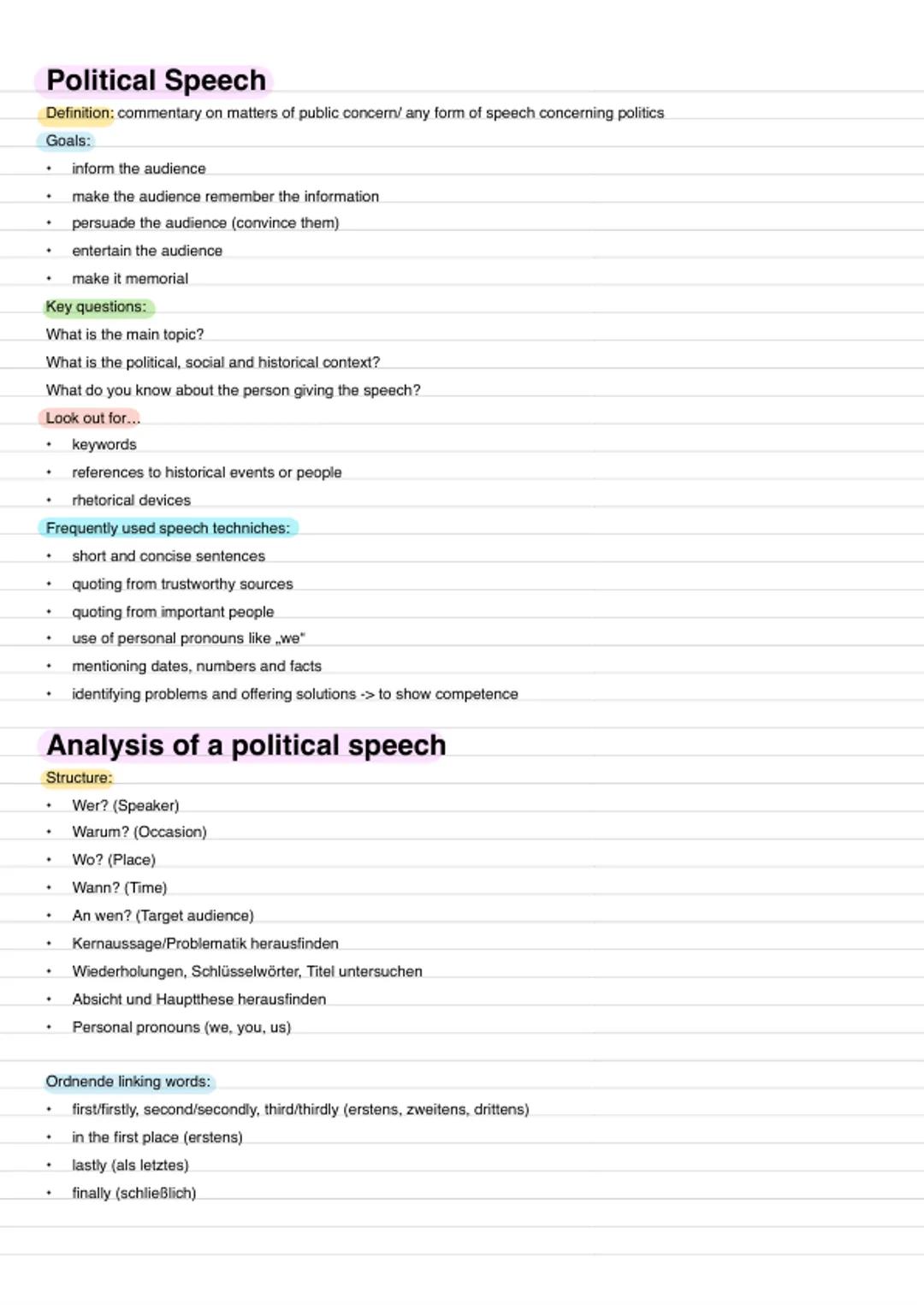 Englisch LK Analysis of a political speech