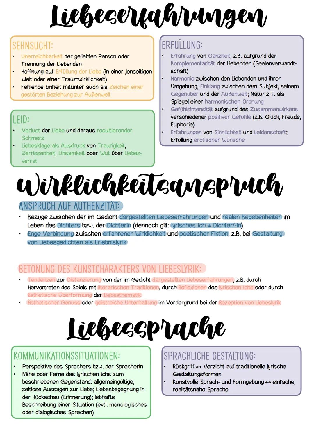 # Liebeslyrik
AUF EINEN BLICK:
Liebeserfahrungen:
Dimensionen & Vorstellungen von Liebe:
Geistig-seelisch
Ehelich
Erotisch-sexuell Liebe
