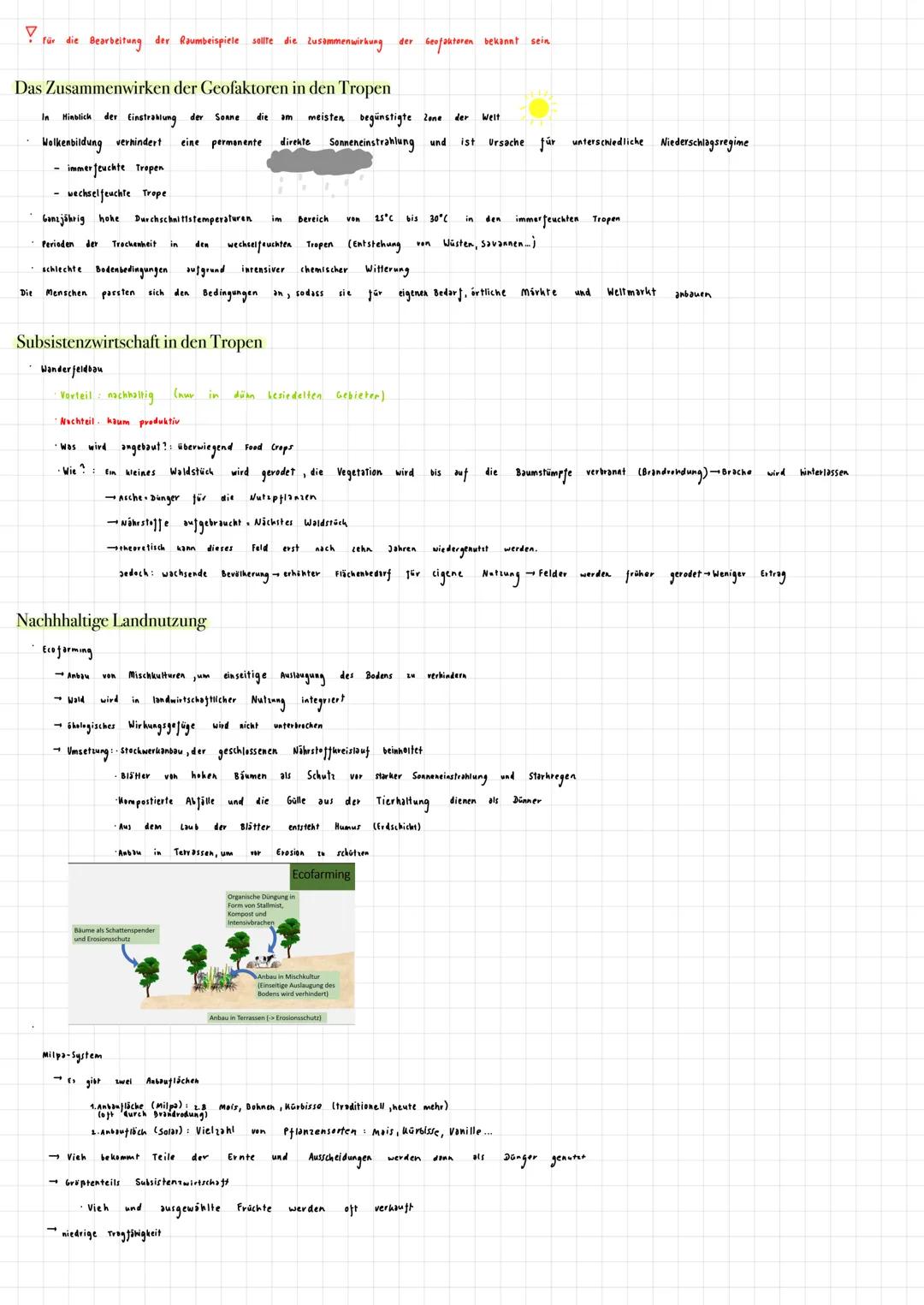 Fachbegriffe
Geofaktoren
Klima, Wasser, Vegetation, Tierwelt, Mensch..
Wanderfeldbau
Verlagerung Felder
Subsistenzwirtschaft
und
Wohnstätten