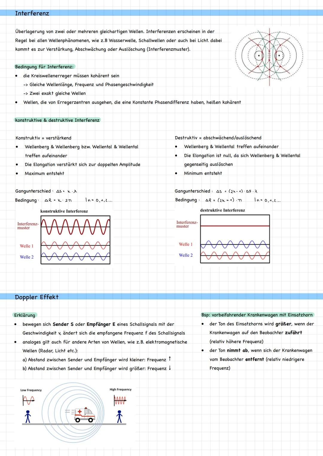 Grundlagen
mechanische Wellen
Definition Welle
= Eine Welle ist eine sich im Raum ausbreitende Schwingung, also ein zeitlich periodischer un