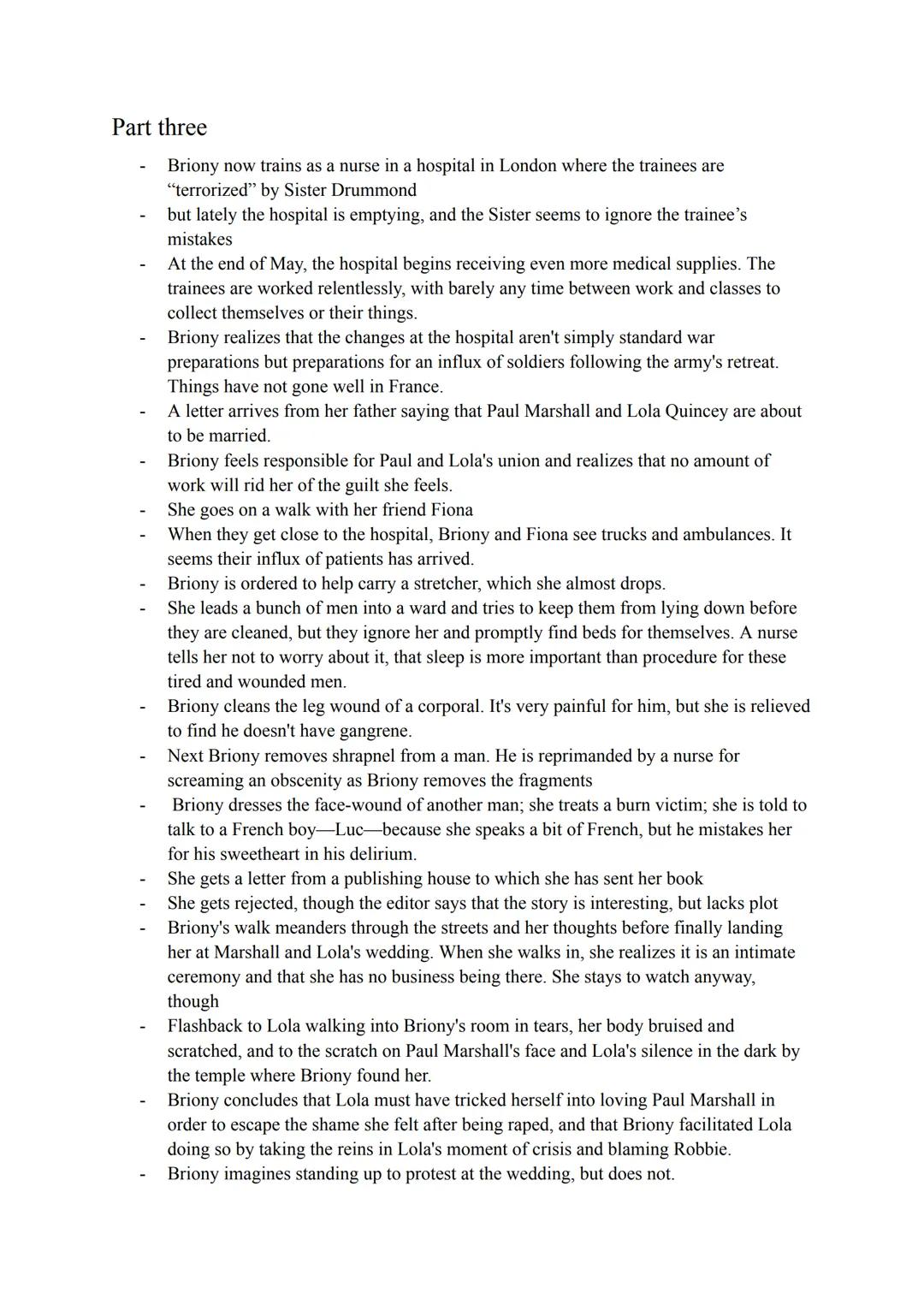 # Atonement: Summary
Part one
- The Tallis family lives in England in an upper class mansion in 1935
- They await the visit of the materna