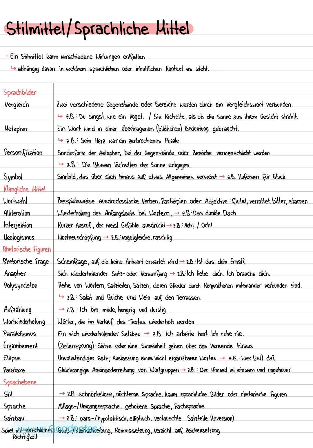 # Stilmittel/Sprachliche Mittel
- Ein Stilmittel kann verschiedene Wirkungen entfalten.
abhängig davon in welchem sprachlichen oder inhalt