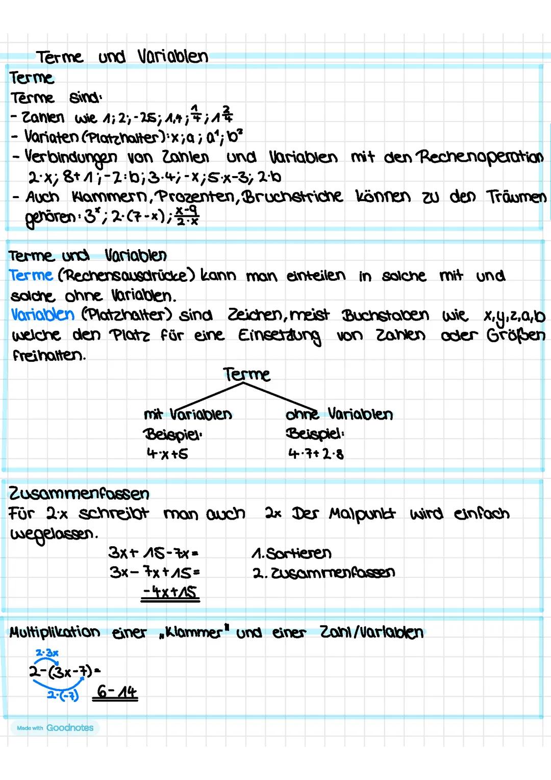 Grundlagen zu Terme und Variablen