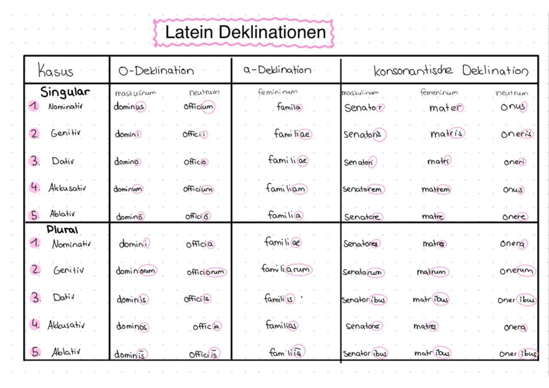 Latein Deklinationen