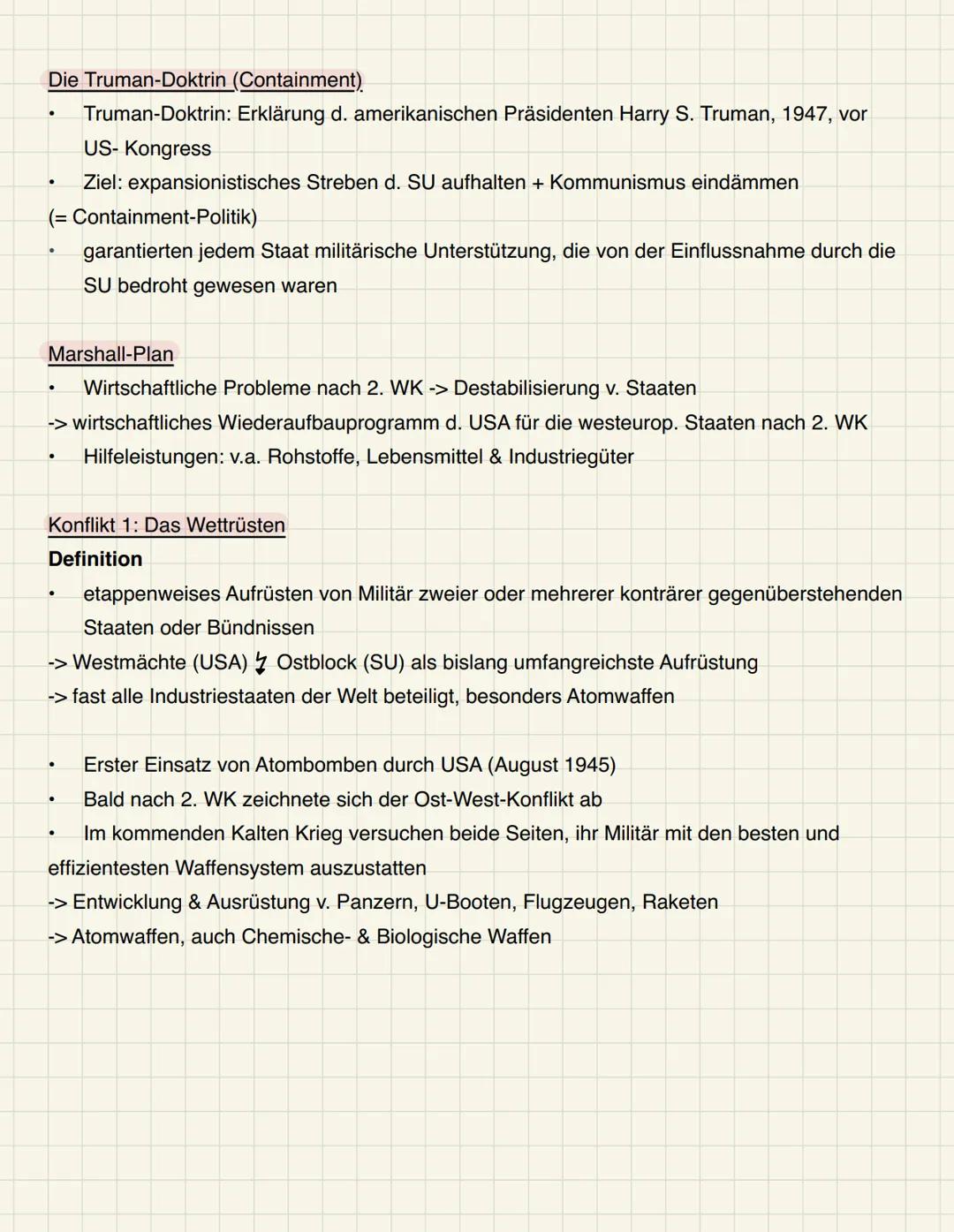 # Kalter Krieg
Definition
- zwei oder mehrere Staaten stehen sich feindlich gegenüber
- Keine direkte militärische Auseinandersetzung
-> Wa