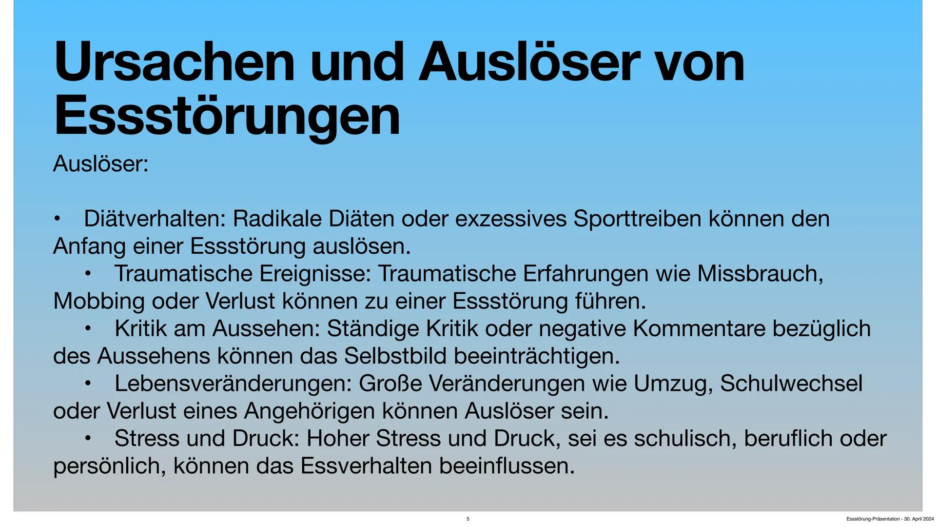# Essstörungen
03.11.2023
Von Max Conner Dietrich
Essstörung-Präsentation - 30. April 2024 # Gliederung
1. Einleitung
2. Ursachen und Au
