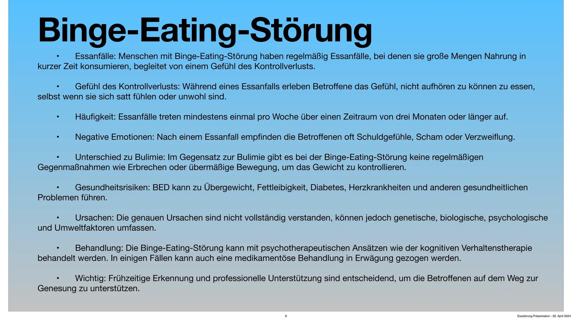 # Essstörungen
03.11.2023
Von Max Conner Dietrich
Essstörung-Präsentation - 30. April 2024 # Gliederung
1. Einleitung
2. Ursachen und Au