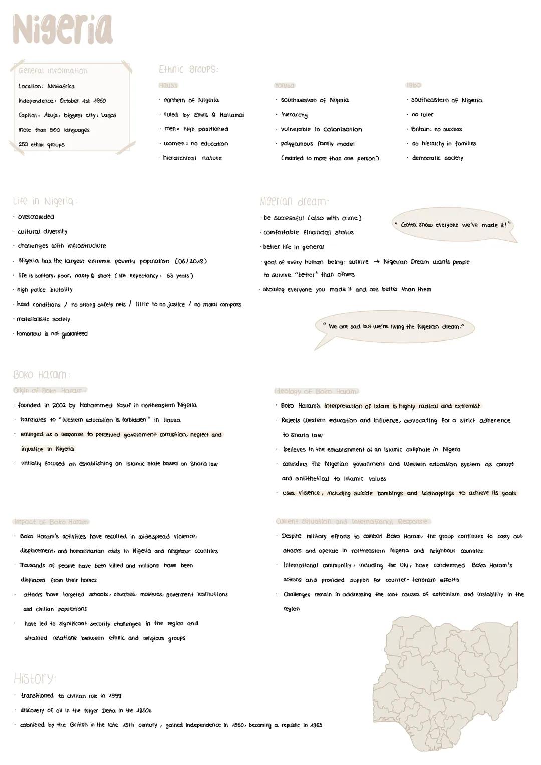 # Nigeria
Generat information
Location: Westafrica
Independence: October 1st 1960
Capital Abuja, biggest city: Lagas
more than 800 langu