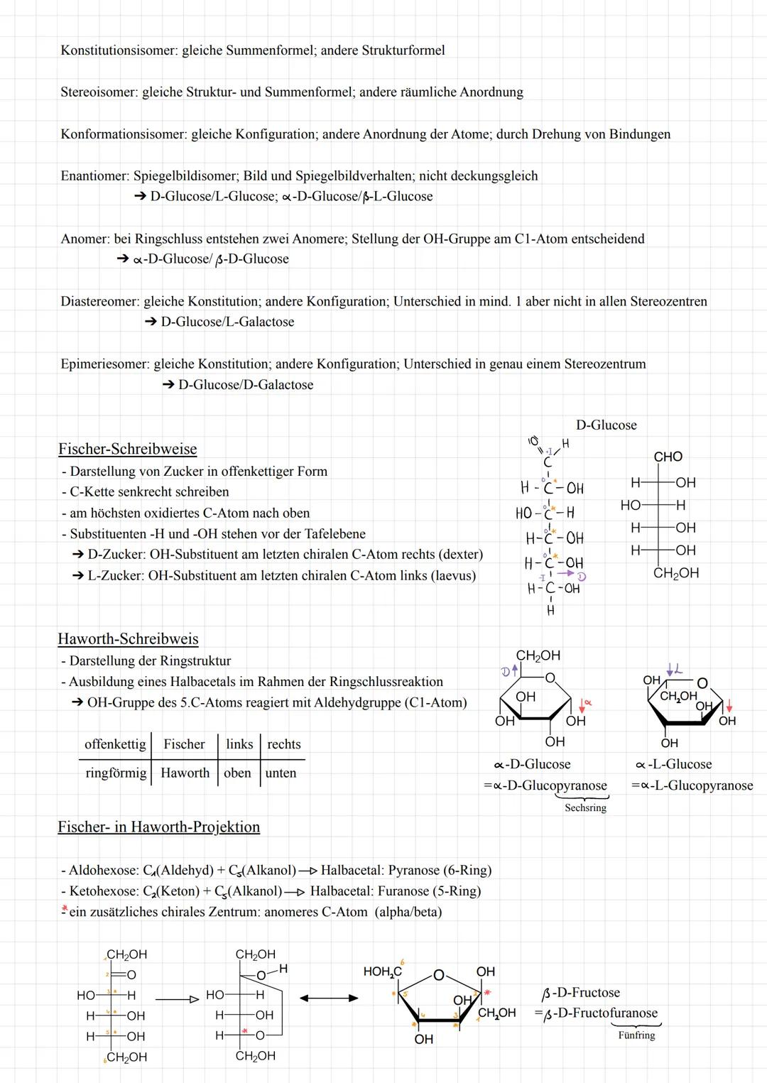 # Q2.1 Kohlenhydrate und Peptide
Monosaccharide (Einfachzucker)
- allgemeine Summenformel von Zucker: $C_n H_{2n} O_n$
- Zucker werden nac