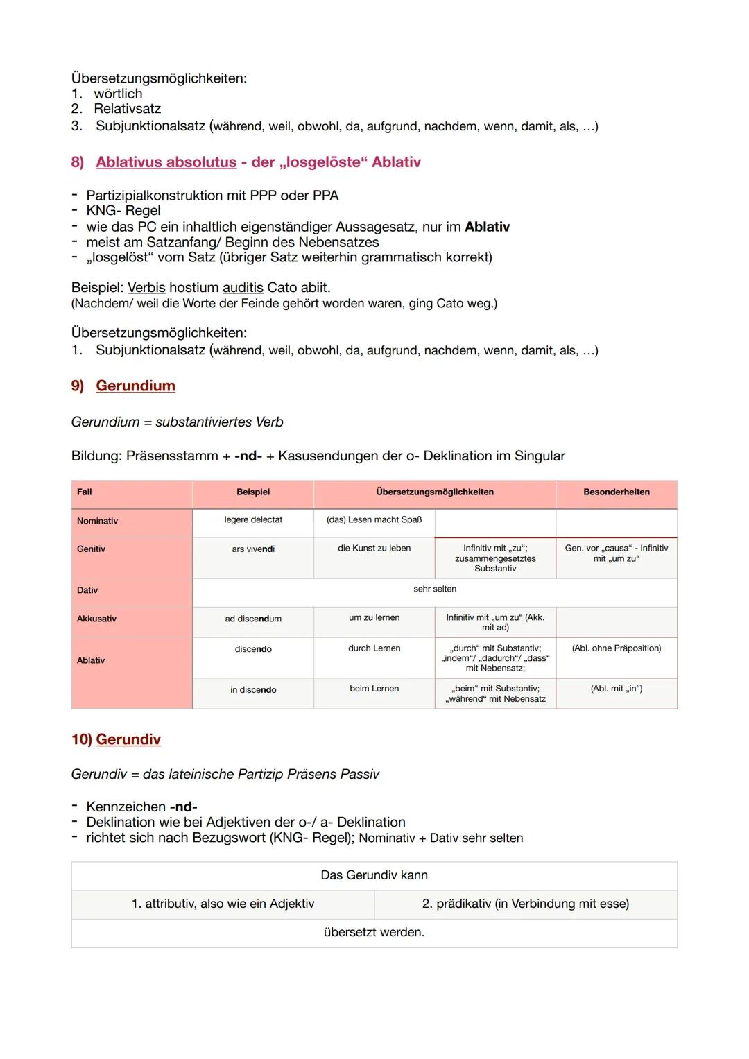 Latein (Zusammenfassung)
1) Deklination (Substantive)
Singular
| | o- Deklination | o- Deklination | a- Deklination | 3. Deklination | 3.