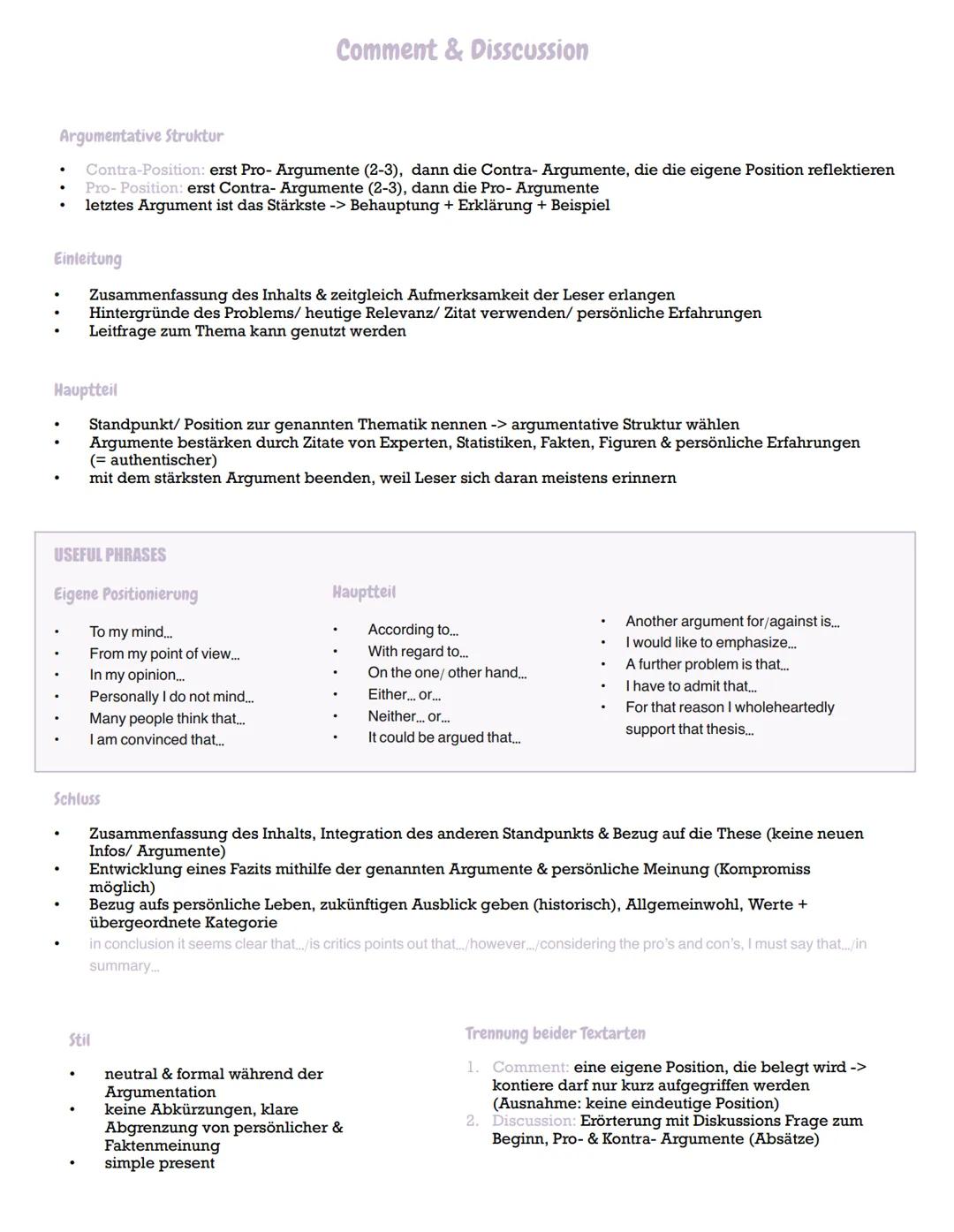 # Aufbau
Aufgabenstellungen + Operatoren
Klausurteil A:
* comprehension -> describe, outline, sum up
* analysis -> analyze (+ focus)