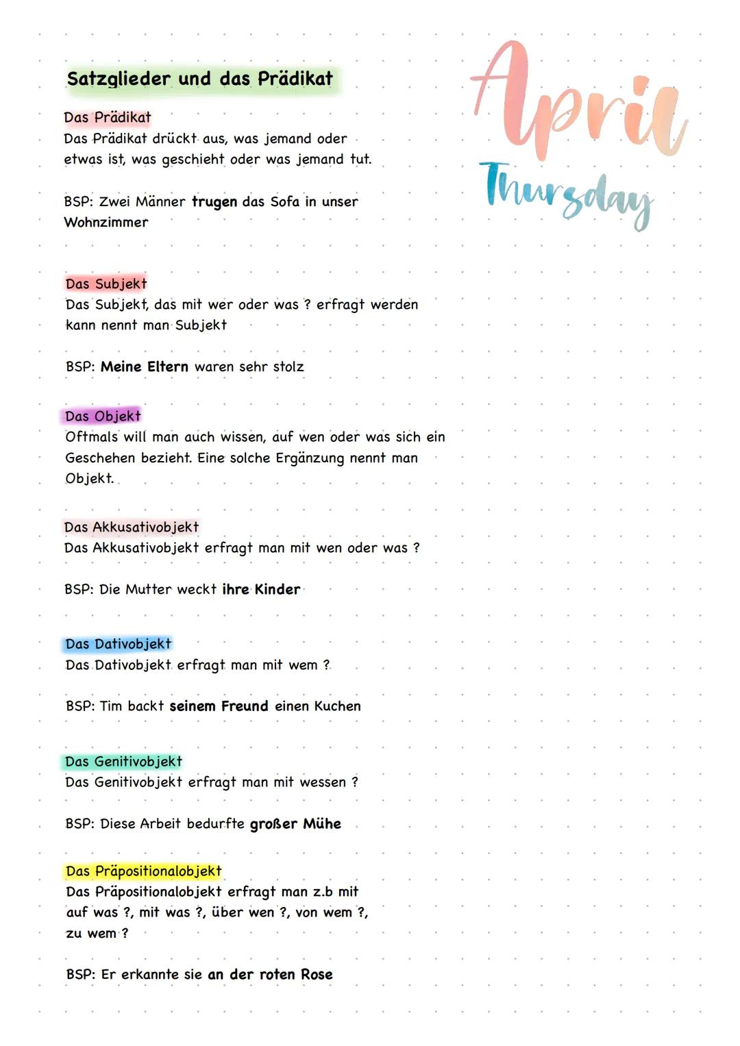 Satzglieder und das Prädikat
Das Prädikat
Das Prädikat drückt aus, was jemand oder
etwas ist, was geschieht oder was jemand tut.
BSP: Zwei M