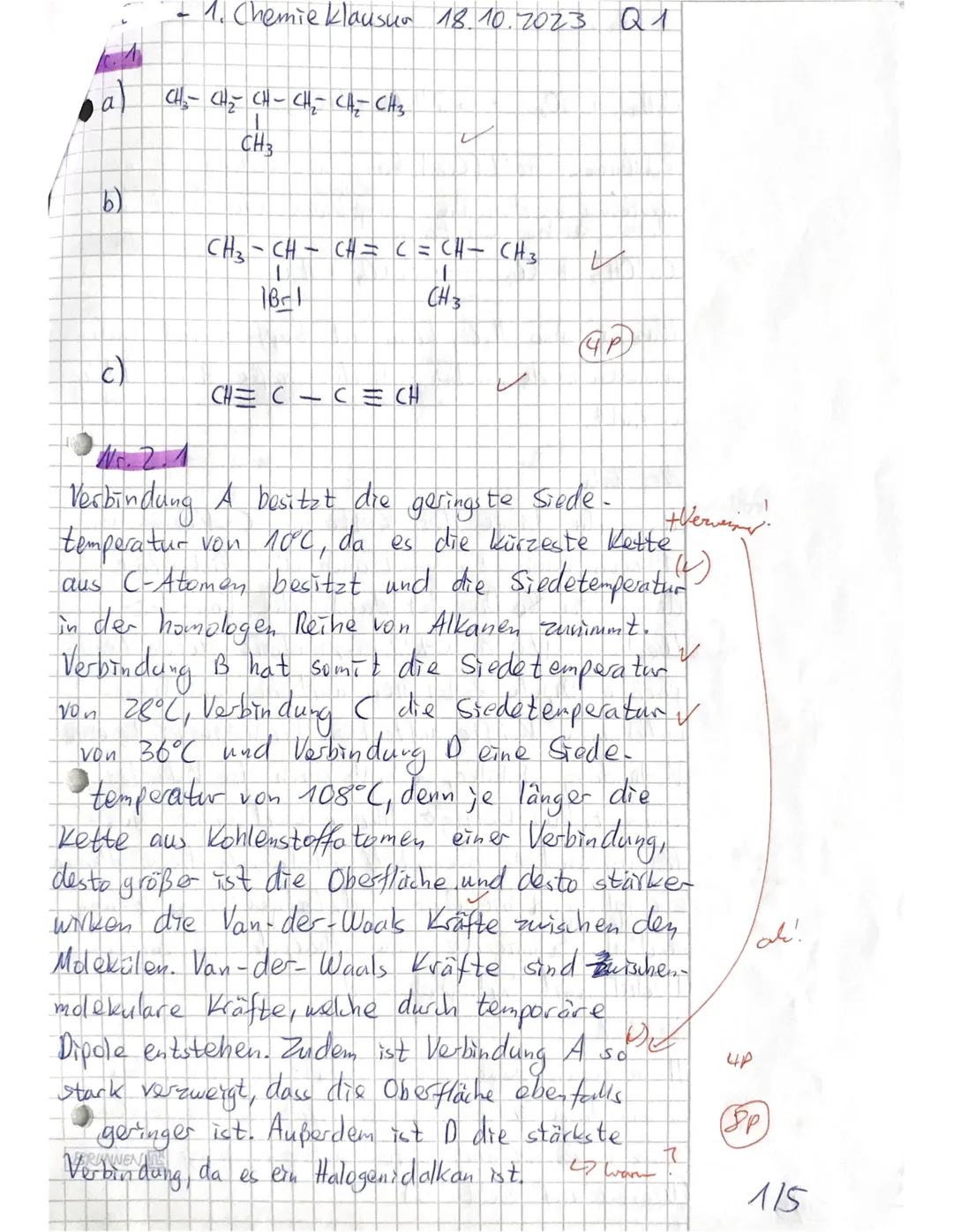 Q1 Chemie Su
Name:
Klausur Nr.1
18.10.2023
BE:
365140
Note:
Punkte
0
1
2
3
4
5
6
7
8
9 10
11 12 13 14
15
Bevor Sie beginnen:
→ Schreiben Sie