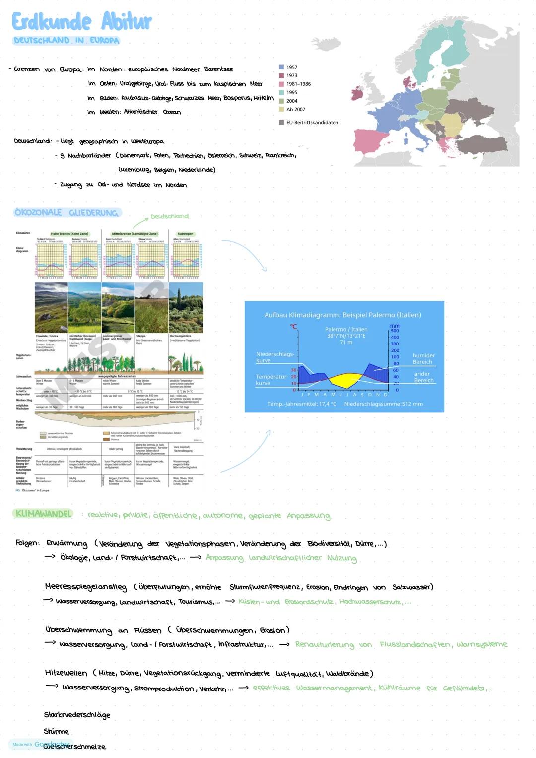 Erdkunde Abitur
DEUTSCHLAND. IN EUROPA
-Grenzen von Europa: im Norden: europäisches Nordmeer, Barentsee
im Osten: Uralgebirge, Ural-Fluss bi