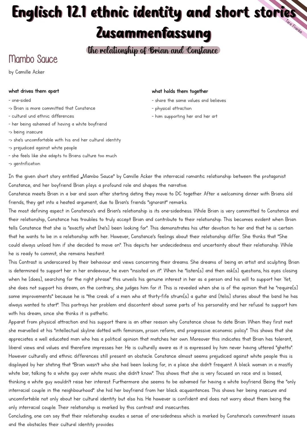 Englisch 12.1 Black Identity
Zusammenfassung
Tara Franke
Abi 2024 # Inhaltsverzeichnis
Lernzettel
The civil rights.movement..............