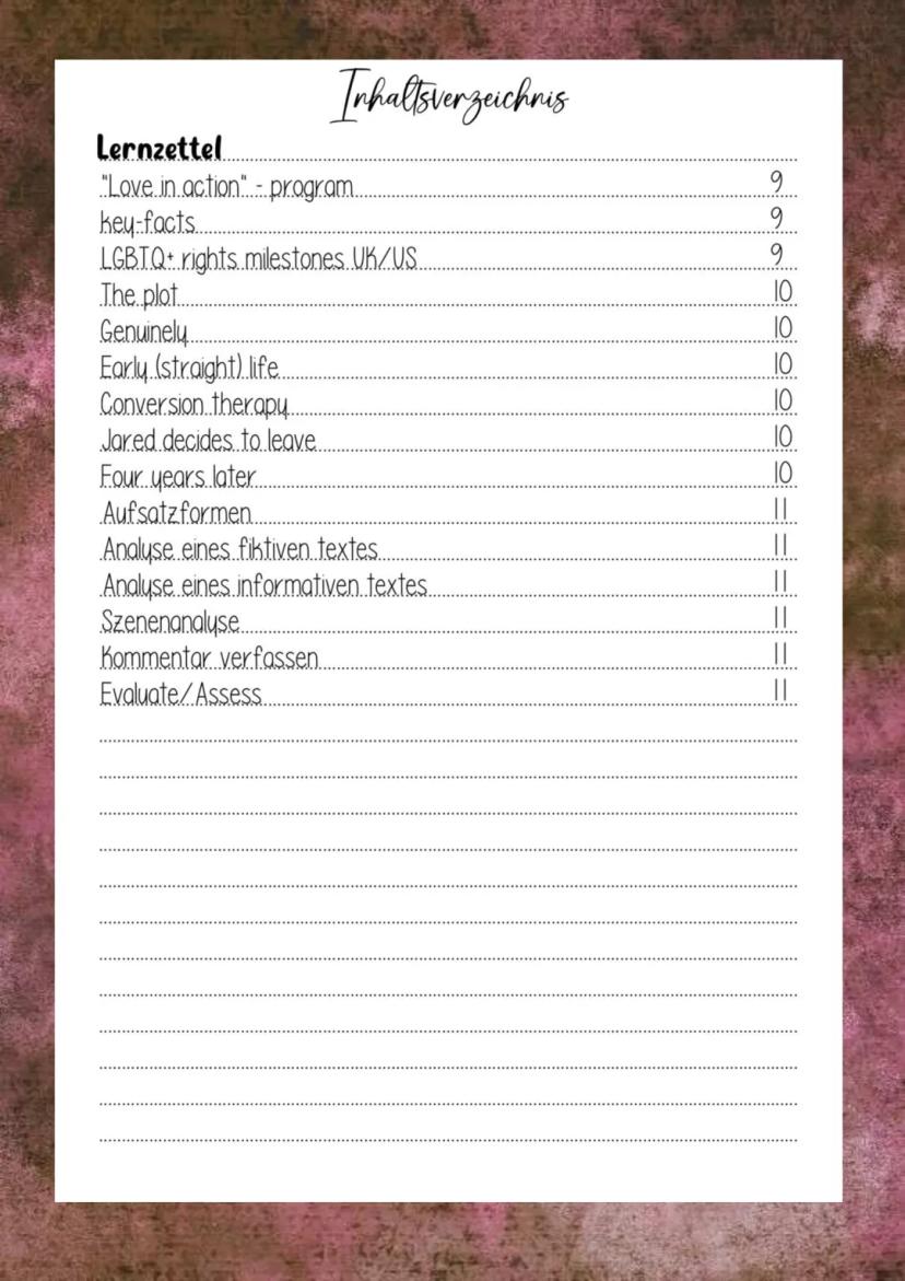 Englisch 13.2 boy erased
Zusammenfassung
Tara Franke
Abi 2024 Lernzettel
Boy erased...
Mind Map...
Page 71.ex 3
Page 72 ex 4.
Page 77 ex 2
D