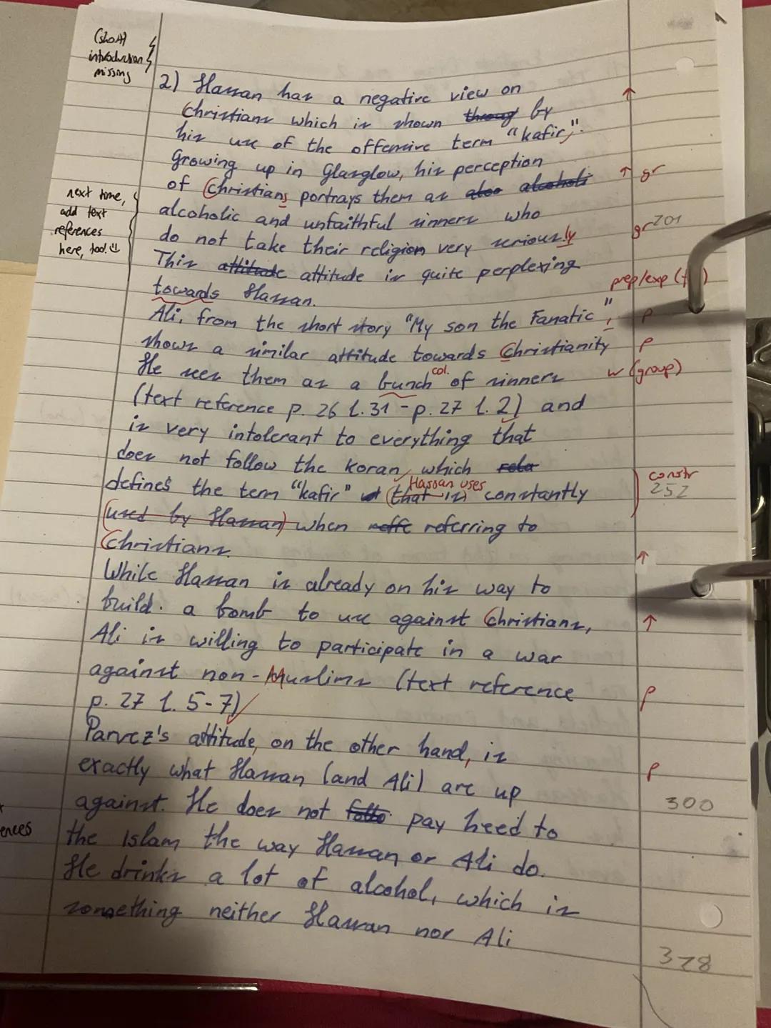 Q-Phase Q2
Advanced Course
ENGLISH EXAM no. 2
Cultural Encounters: "My Son the Fanatic"
Date: 1 March 2023
NAME: Rebecca
Assignments
1 Summa