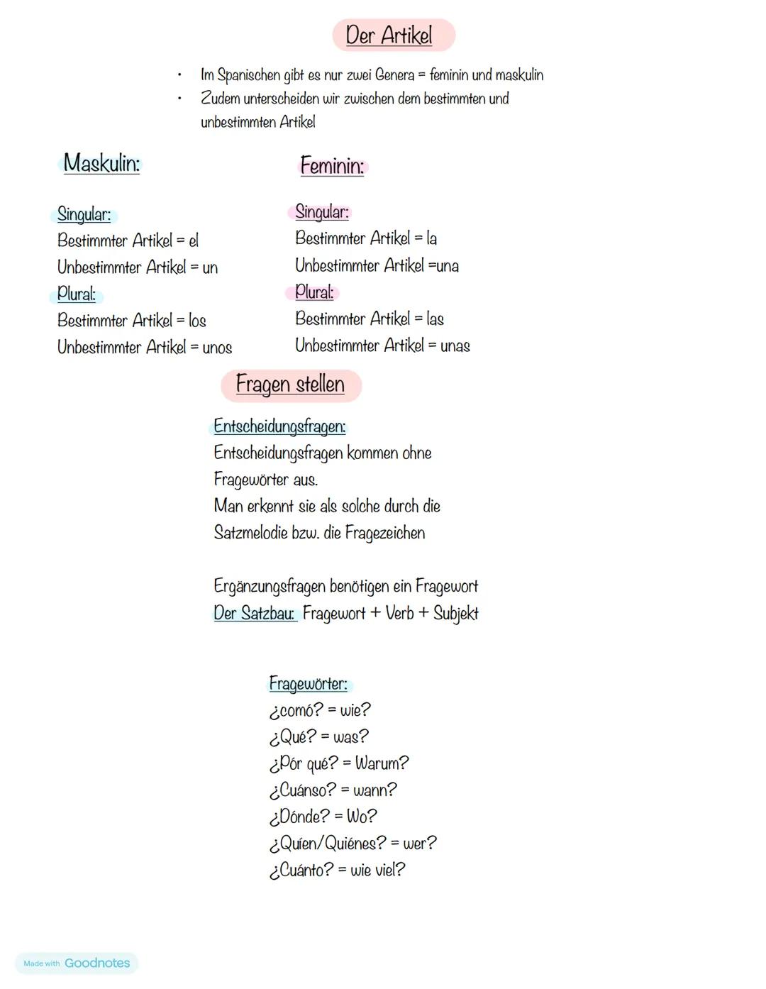Spanisch-Ka 2
Grammatik:
Die erste Konjugationen
1 Person Singular
2 Person „
=
ich -> yo
= du -> tú
= er/sie/es -> él/ella
wir -> nosotros/