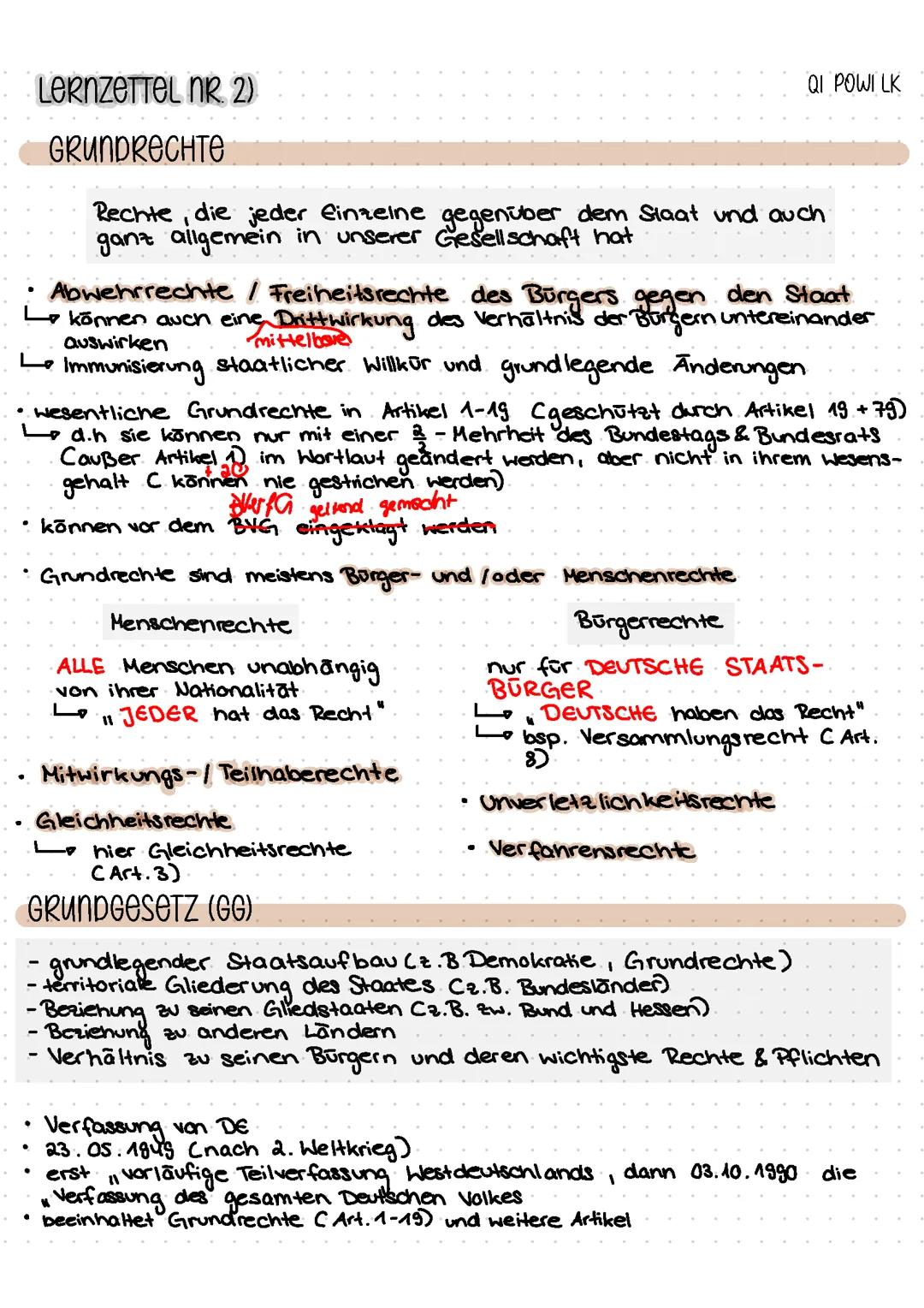 PoWi LK Q1 Klausur - Grundrechte