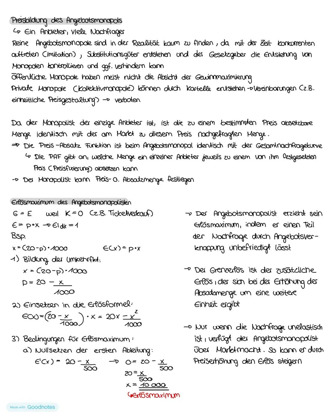 S.69-112
Martetformen und Maretmacht
Funktion von Märkten
→ Der Market ist der Ort, an dem Angebot u. Nachfrage zusammentreffen
Der Marl