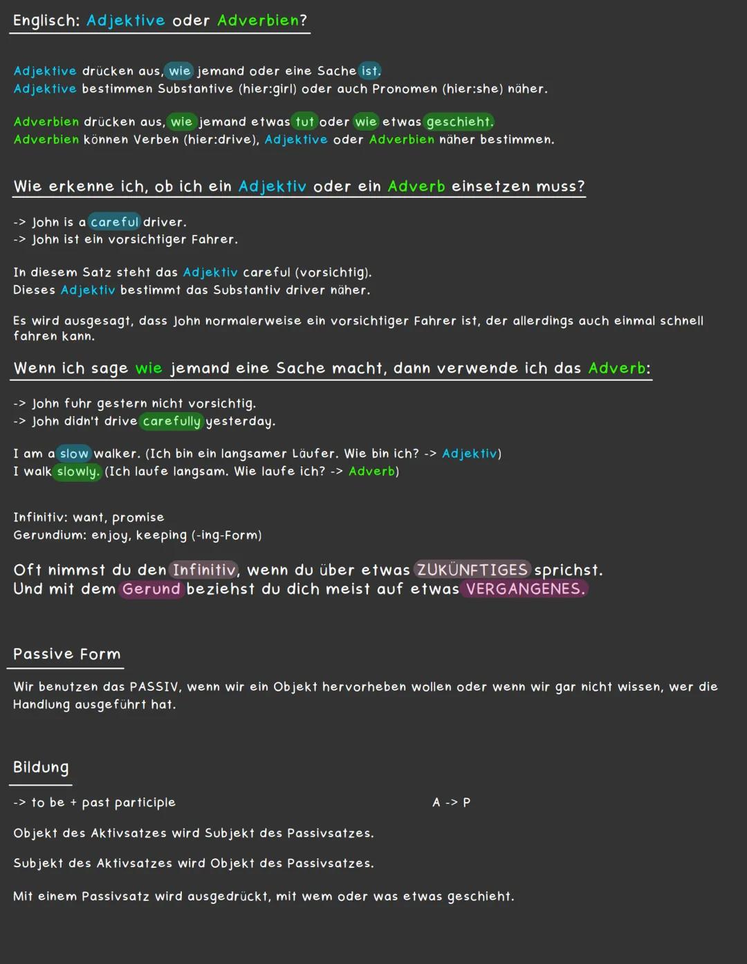 Englisch: Adjektive oder Adverbien?
Adjektive drücken aus, wie jemand oder eine Sache ist.
Adjektive bestimmen Substantive (hier:girl) oder