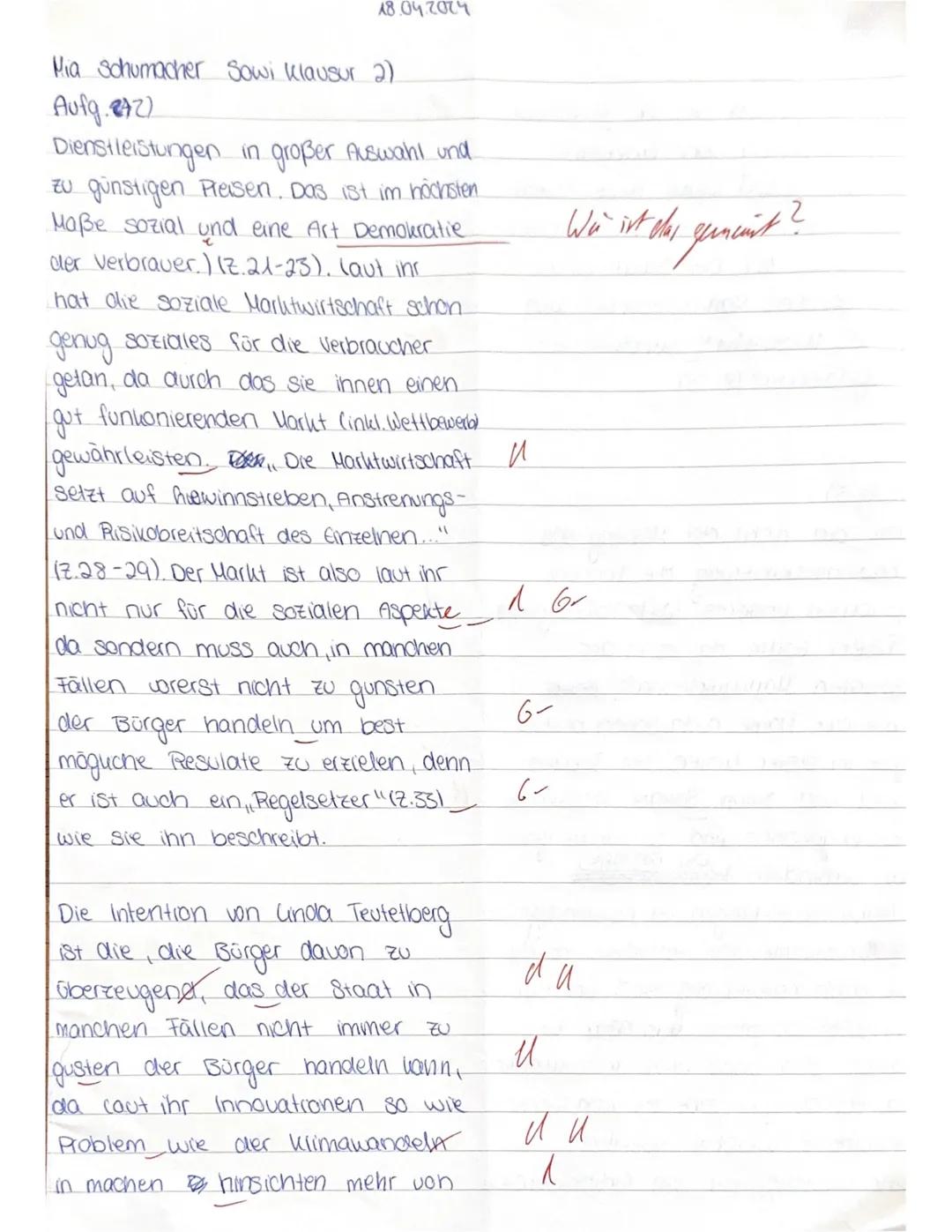 Sozialwissenschaften/Wirtschaft, Jahrgang 11, 2. Klausur
April 2024
Aufgabenstellung:
Thema: Die (soziale) Marktwirtschaft - ein Auslaufmode