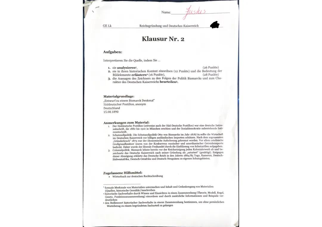 Geschichte LK Klausur - Karikatur Bismarck