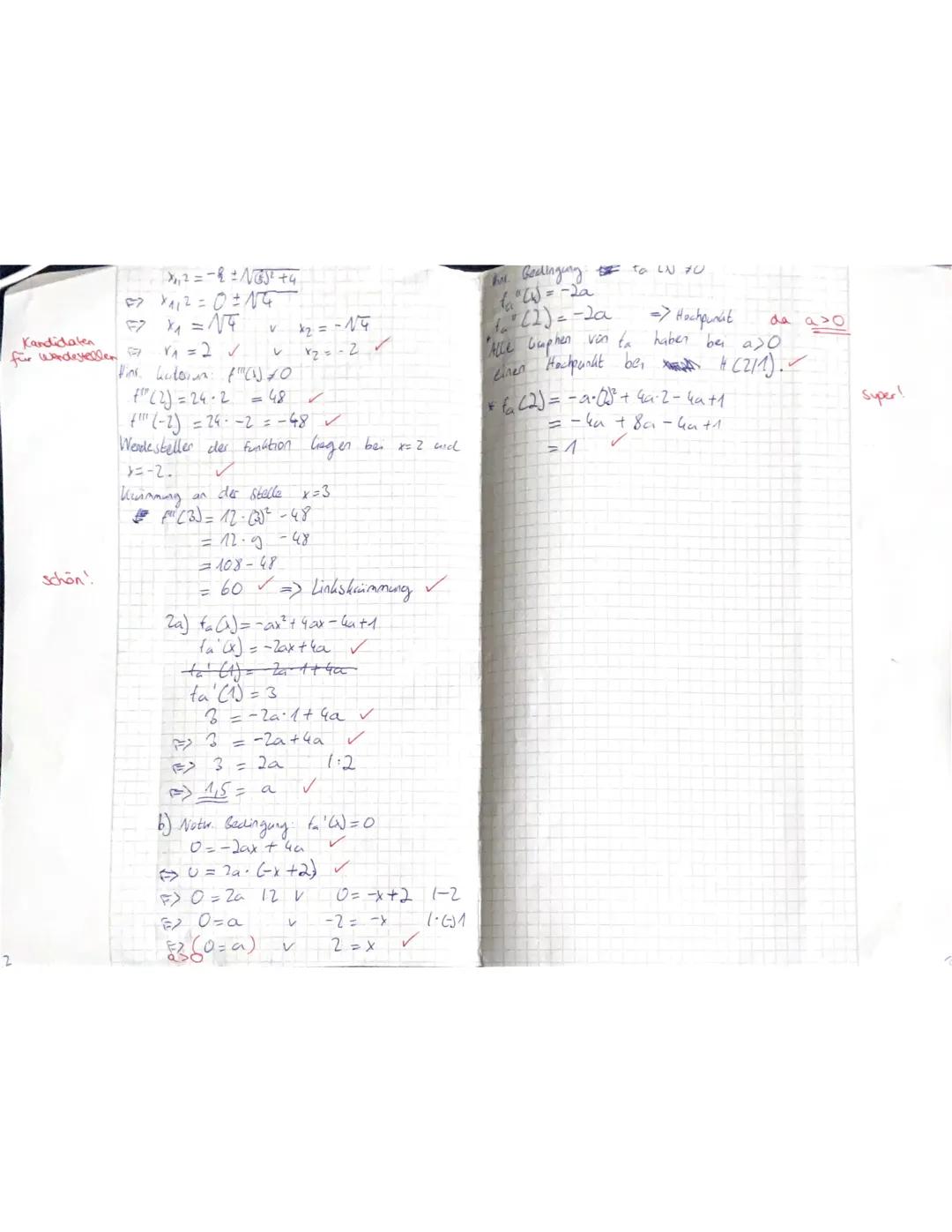 Q1-
23.11.2023
Name: Justus
2. Klausur
Thema: Analysis - Ganzrationale Funktionen
Prüfungsteil A: Aufgaben ohne Hilfsmittel
Bearbeitungszeit