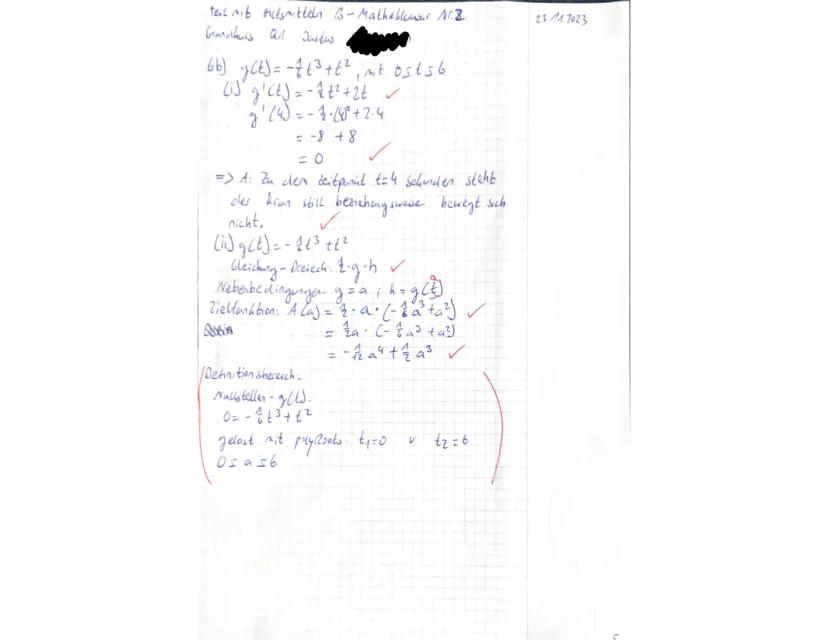 Q1-
23.11.2023
Name: Justus
2. Klausur
Thema: Analysis - Ganzrationale Funktionen
Prüfungsteil A: Aufgaben ohne Hilfsmittel
Bearbeitungszeit
