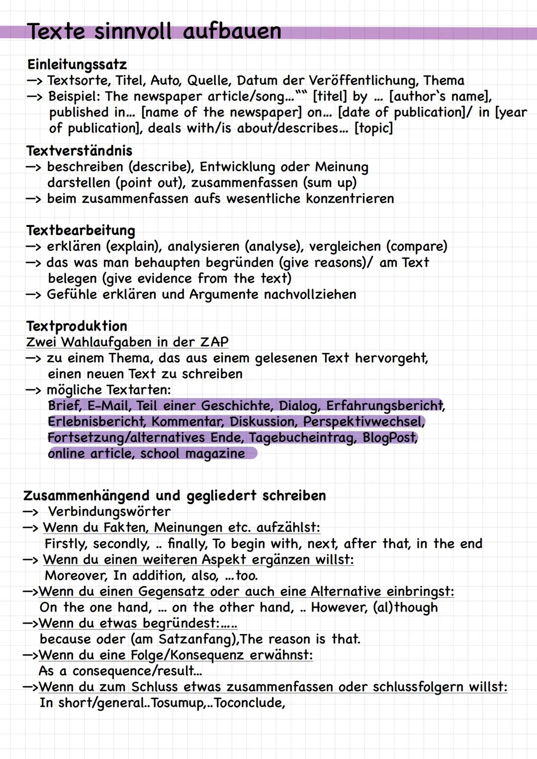 Leseverstehen
1. Worum geht es in dem Text, erster Eindruck?
-> Titel, Art vom Text, Quelle, Bilder
2.
-> Vorwissen erwecken
-> welche engli