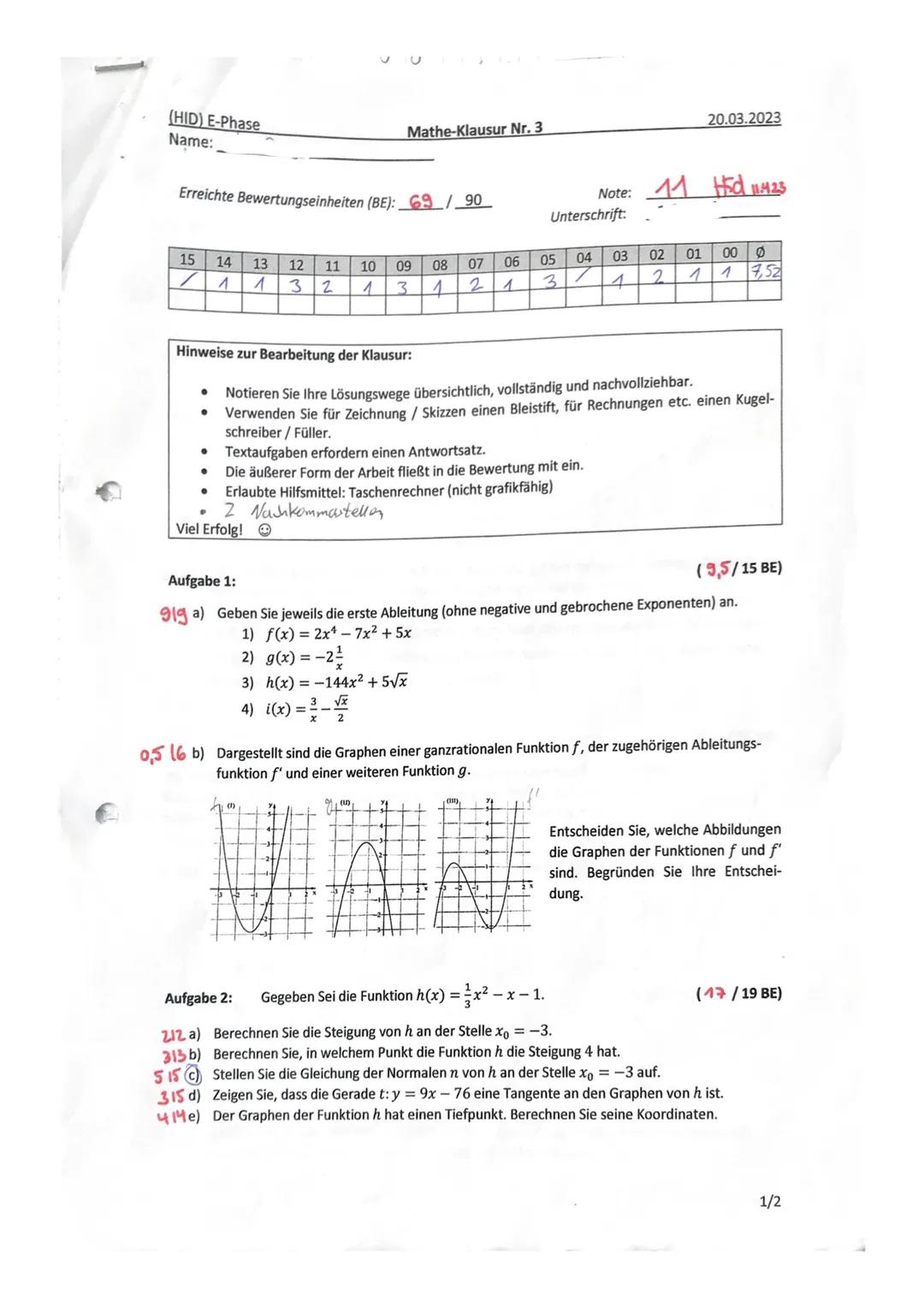 Ableitungen; Exponentialfunktionen: Hochpumkt, Tiefpunkt; Tangenten; Monotonie; Grenzwertberechnung (h–Methode)