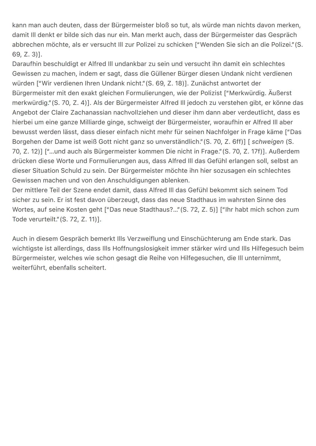 Der Besuch der alten Dame - Szenenanalyse
In der vorliegenden Szene aus dem Drama „Der Besuch der alten Dame" von Friedrich
Dürrenmatt geht