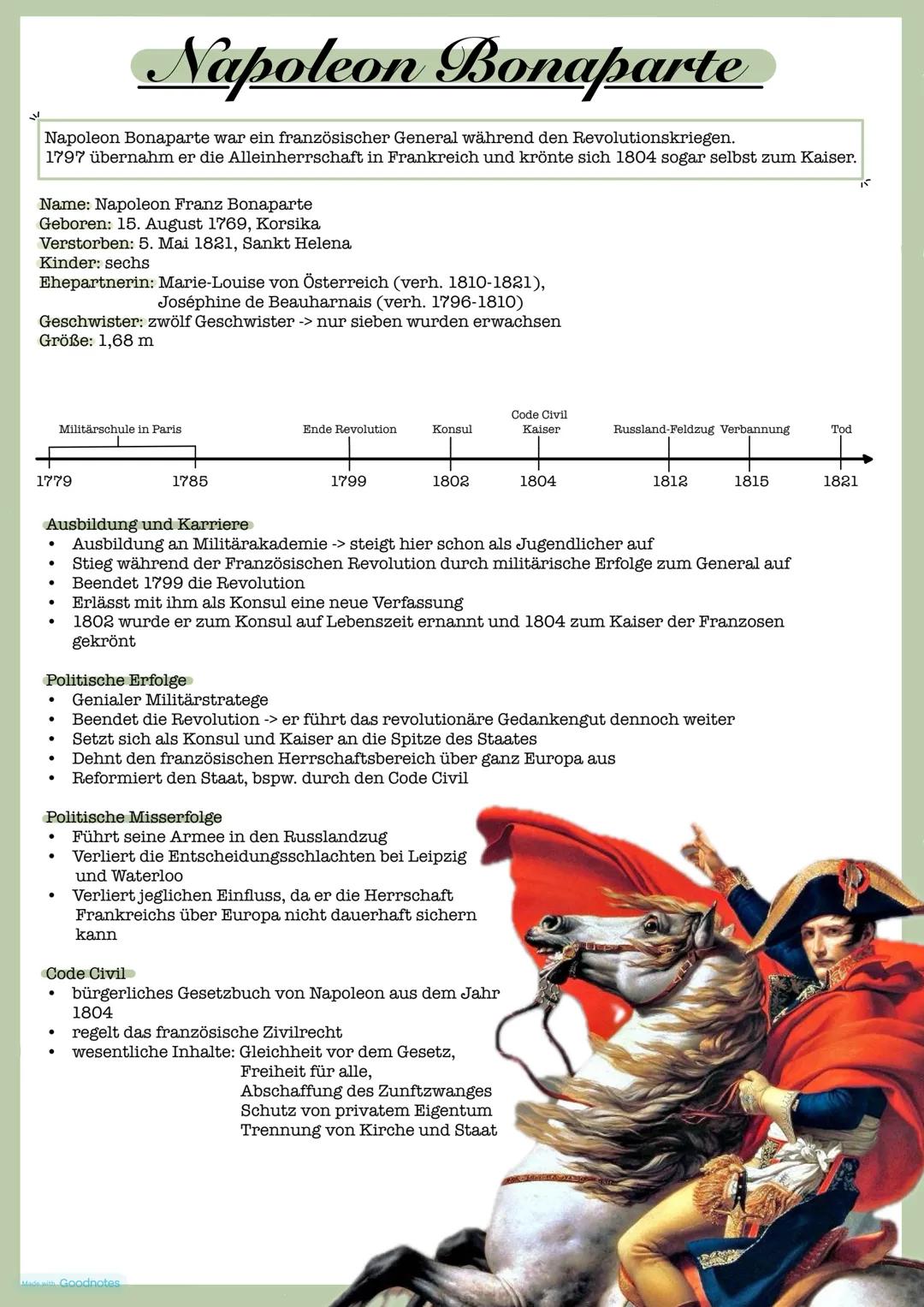 # Napoleon Bonaparte
Napoleon Bonaparte war ein französischer General während den Revolutionskriegen.
1797 übernahm er die Alleinherrschaft