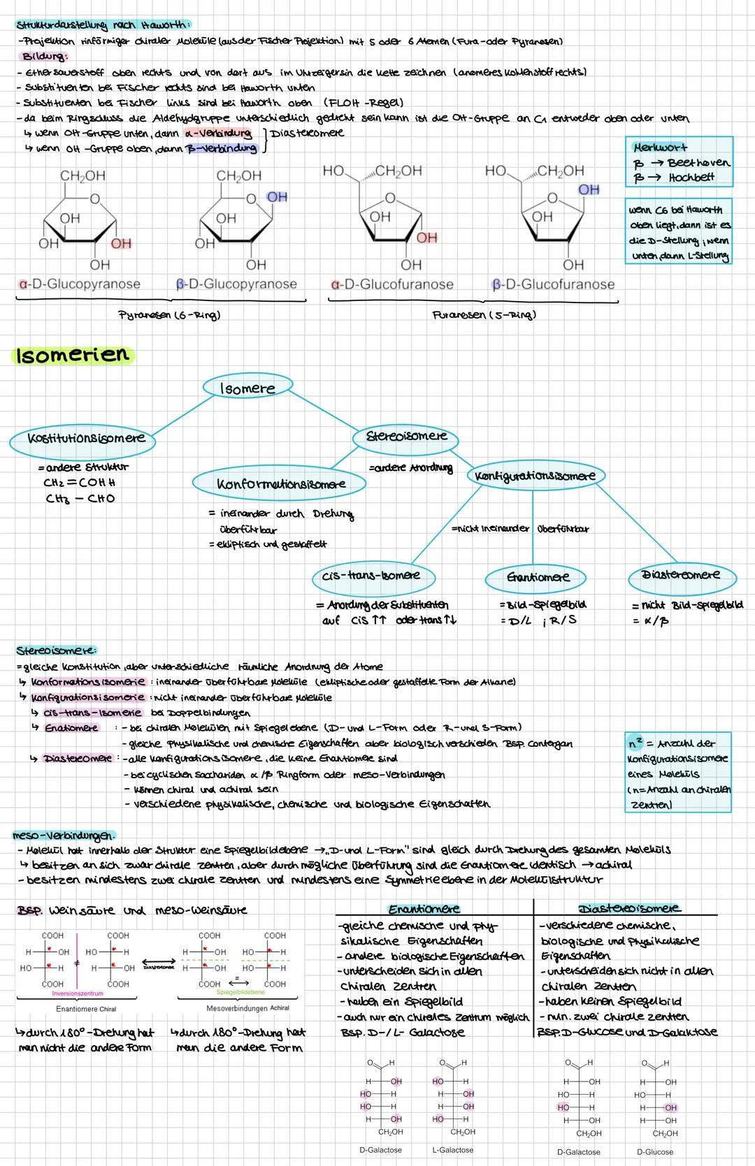 Kohlenhydrate
Cyclische Ringform
Ketosen
Monosaccharide
Disaccharide
offene kettenform
Aldosen
-besitzen eine Aldehydgruppe -besitzen eine k