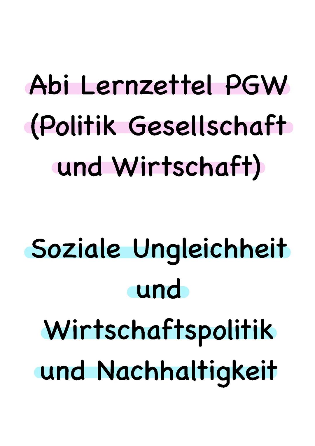 PGW Abi Lernzettel 2024 Soziale Ungleichheit und Wirtschaftspolitik