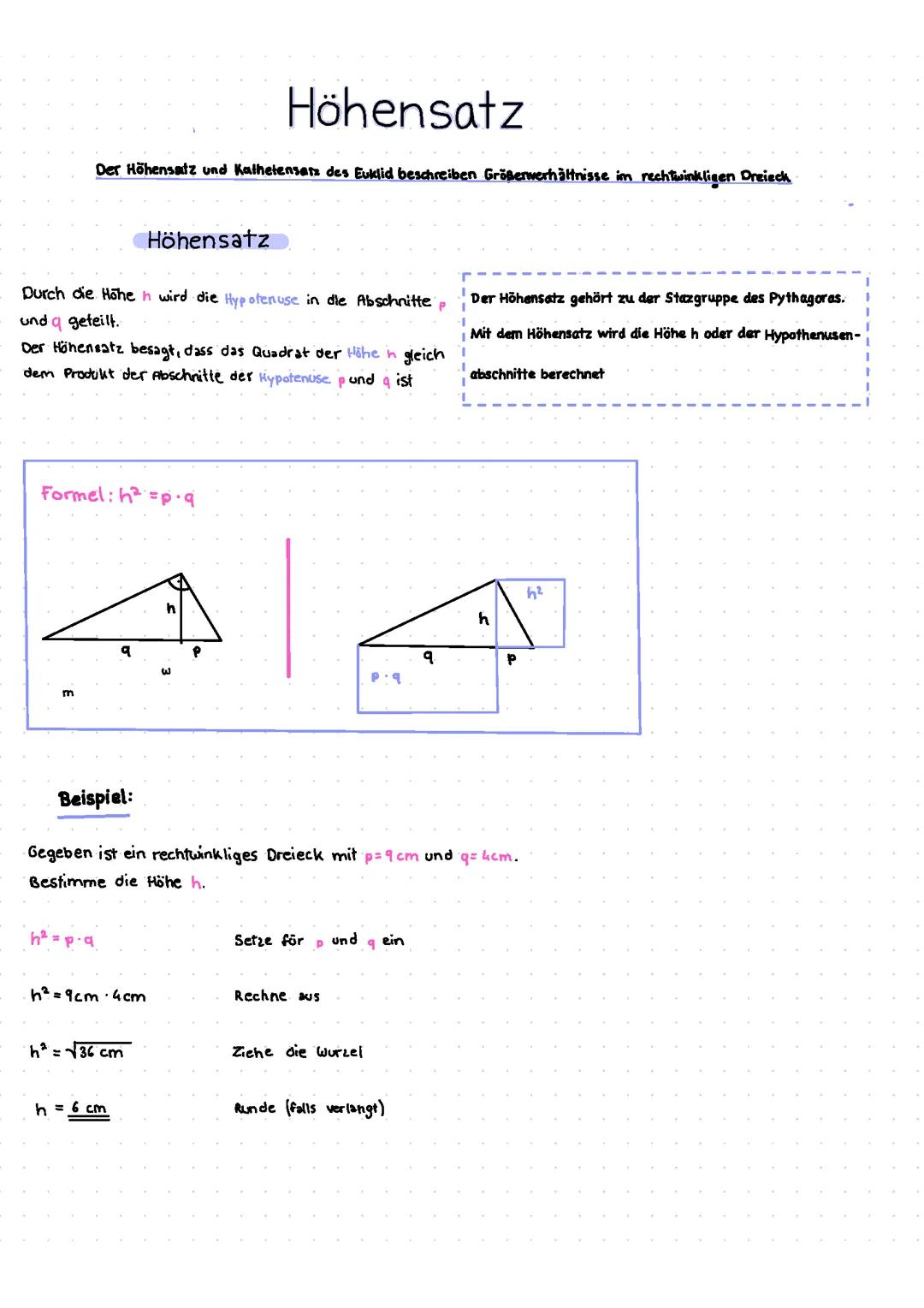 Höhen und Kathetensatz