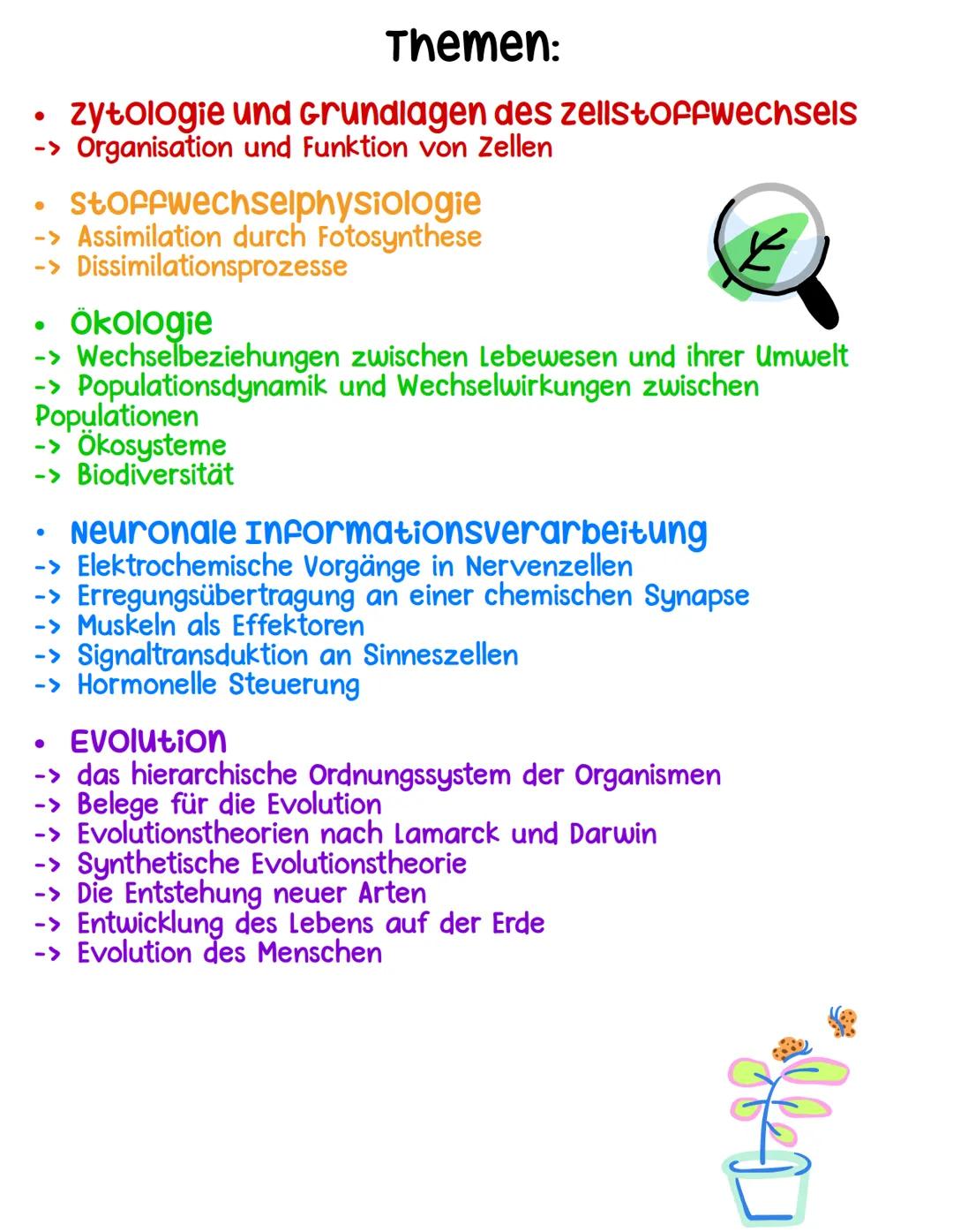 # Lernzettel
Biologie Abitur # Themen:
• zytologie und Grundlagen des zellstoffwechsels
-> Organisation und Funktion von Zellen
• stoffwech
