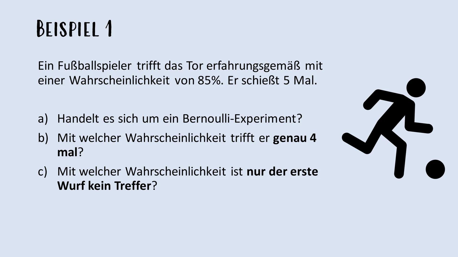 # Binominalverteilung -
Formel von Bernoulli # GLIEDERUNG
* Definition
* Beispiel 1
* Binominalverteilung
* Formel von Bern