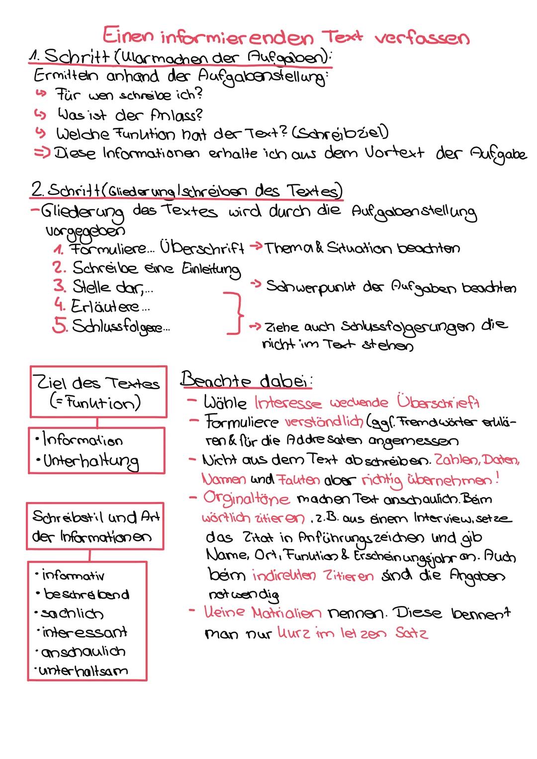 Einen informierenden Text verfassen