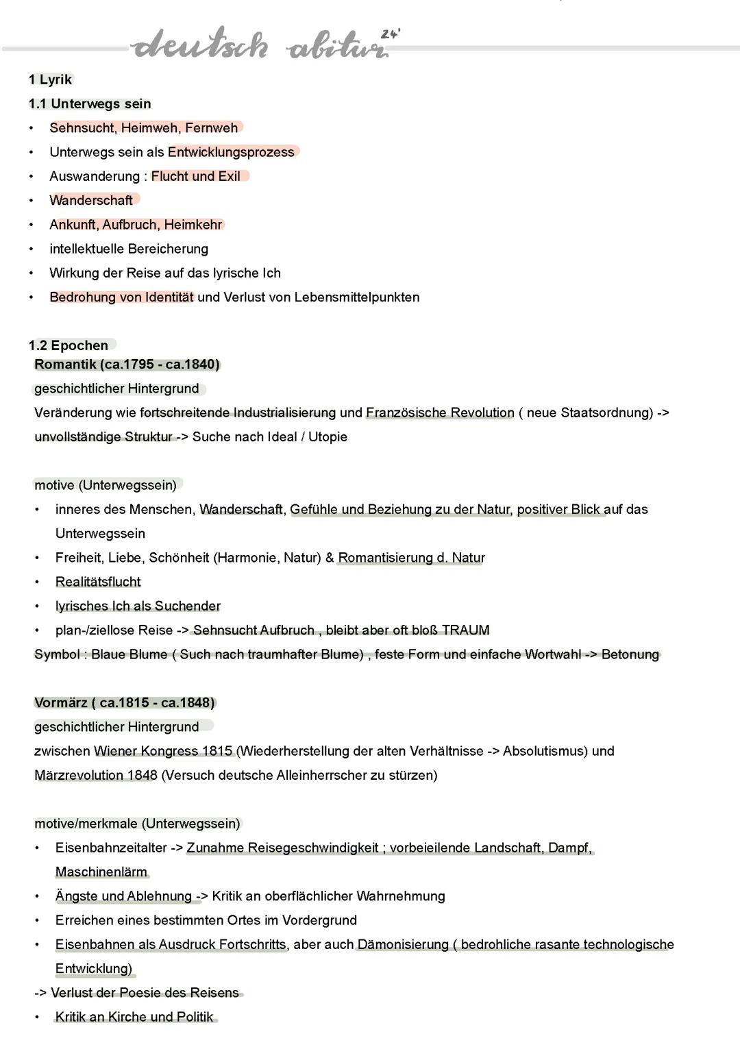 Deutsch Abi 24‘ NRW GK Lernzettel