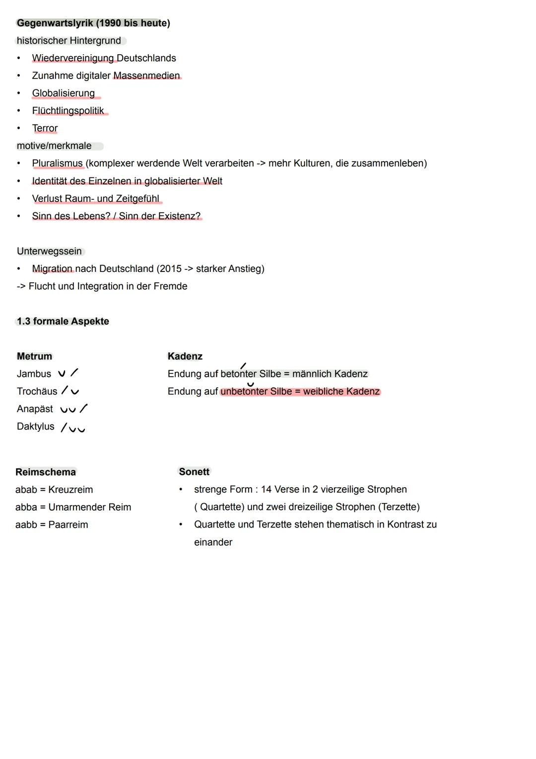 deutsch abitur.
1 Lyrik
1.1 Unterwegs sein
•
•
•
•
•
Sehnsucht, Heimweh, Fernweh
Unterwegs sein als Entwicklungsprozess
Auswanderung: Flucht