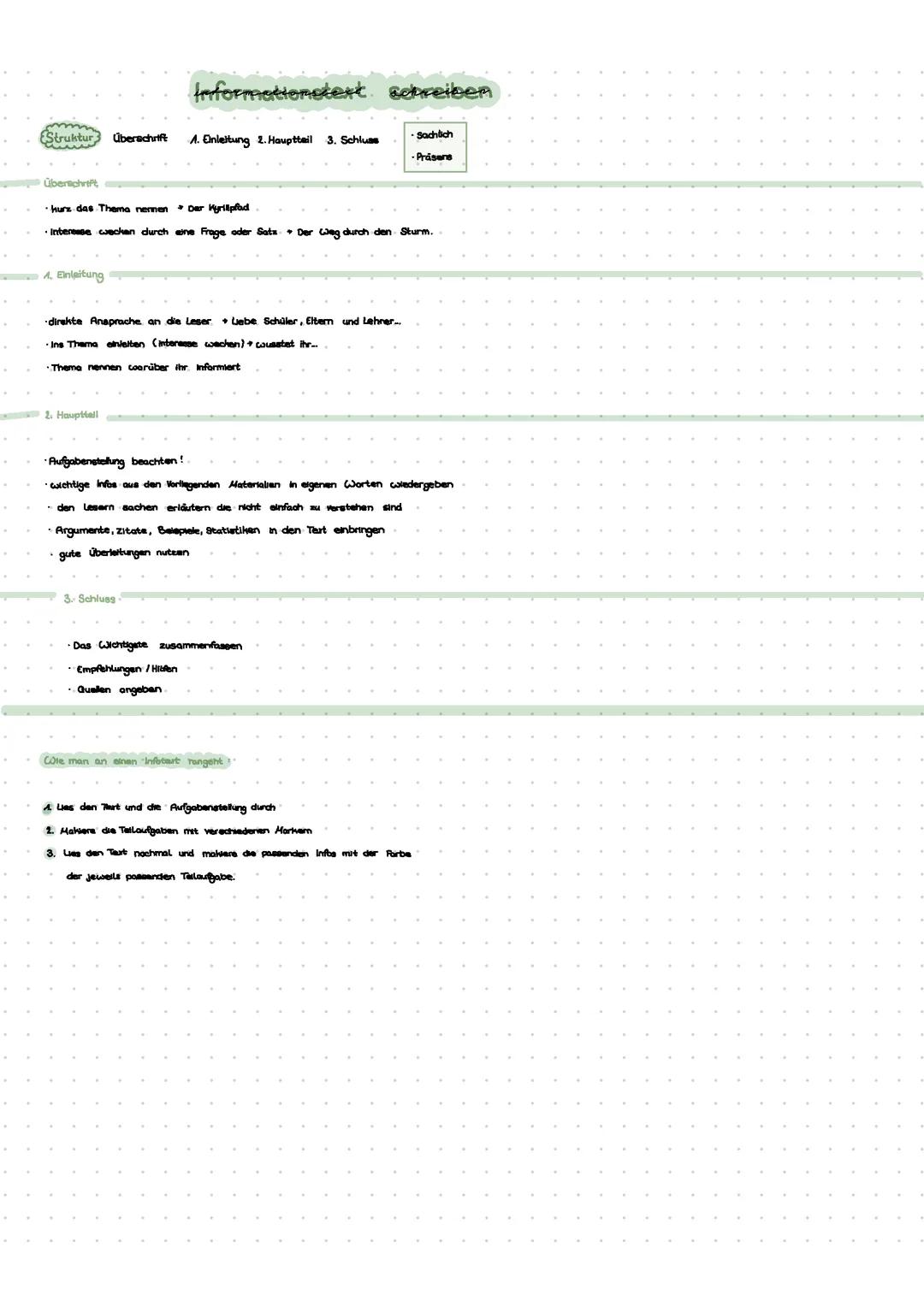 Informations Text schreiben
