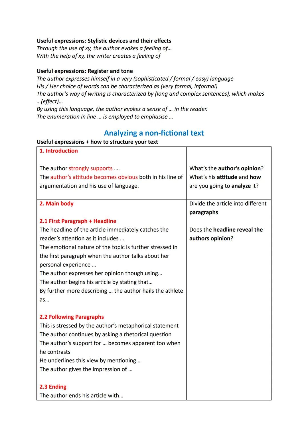 Englisch Abitur - Bayern 2024 Zusammenfassung
Stylistic device
Alliteration
Anaphora / Repetition
Antithesis
Asyndeton
→ Polysyndeton
Climax