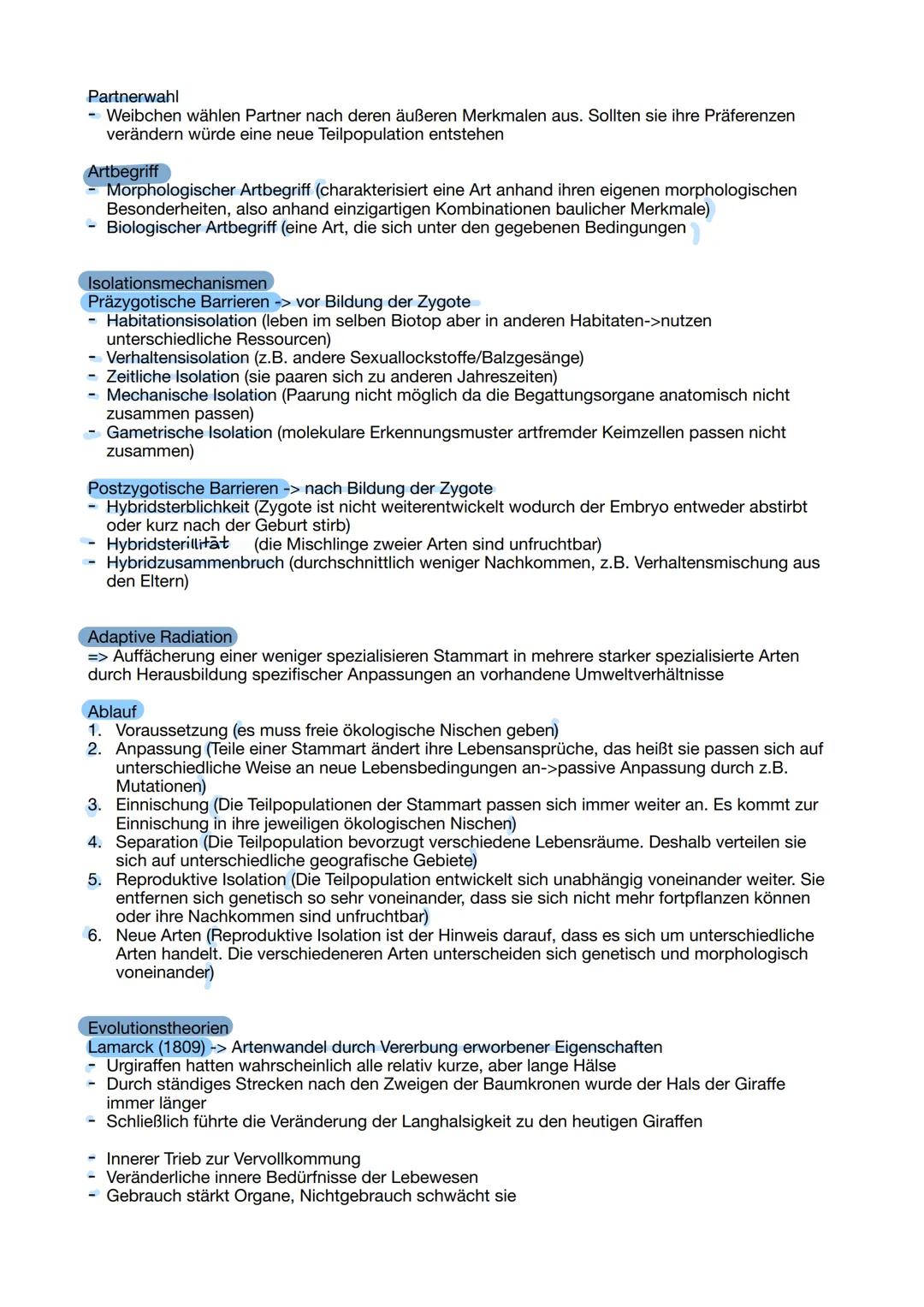 # Evolutionsmechanismen
Variabilität
- Intraspezifische Variabilität (Variationen innerhalb einer bestimmten Art; Merkmale, genetische
Auspr