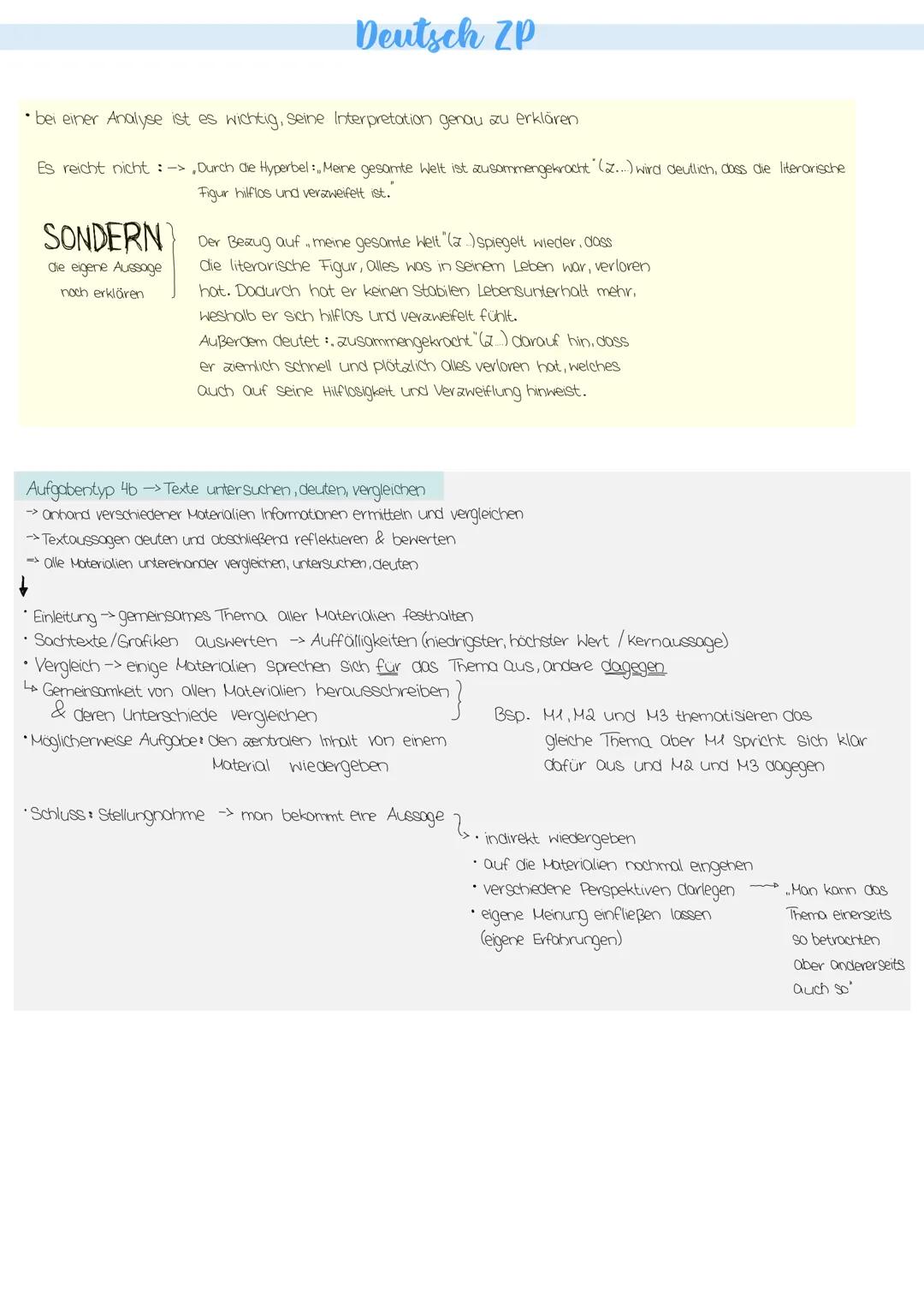 Deutsch ZP
Aufgabentyp 2 -> verfassen eines zusammenhängenden informativen Textes
->mithilfe einer Sammlung Materialien (kontinuirliche/disk