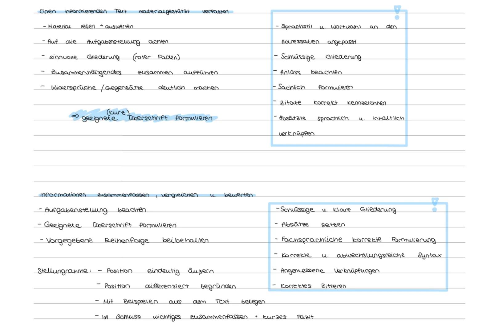 - Einen informierenden Text materialgestützt verfassen
- Material lesen auswerten
- Auf die Aufgabensteuung achten
- sinnvolle Gliederung (c