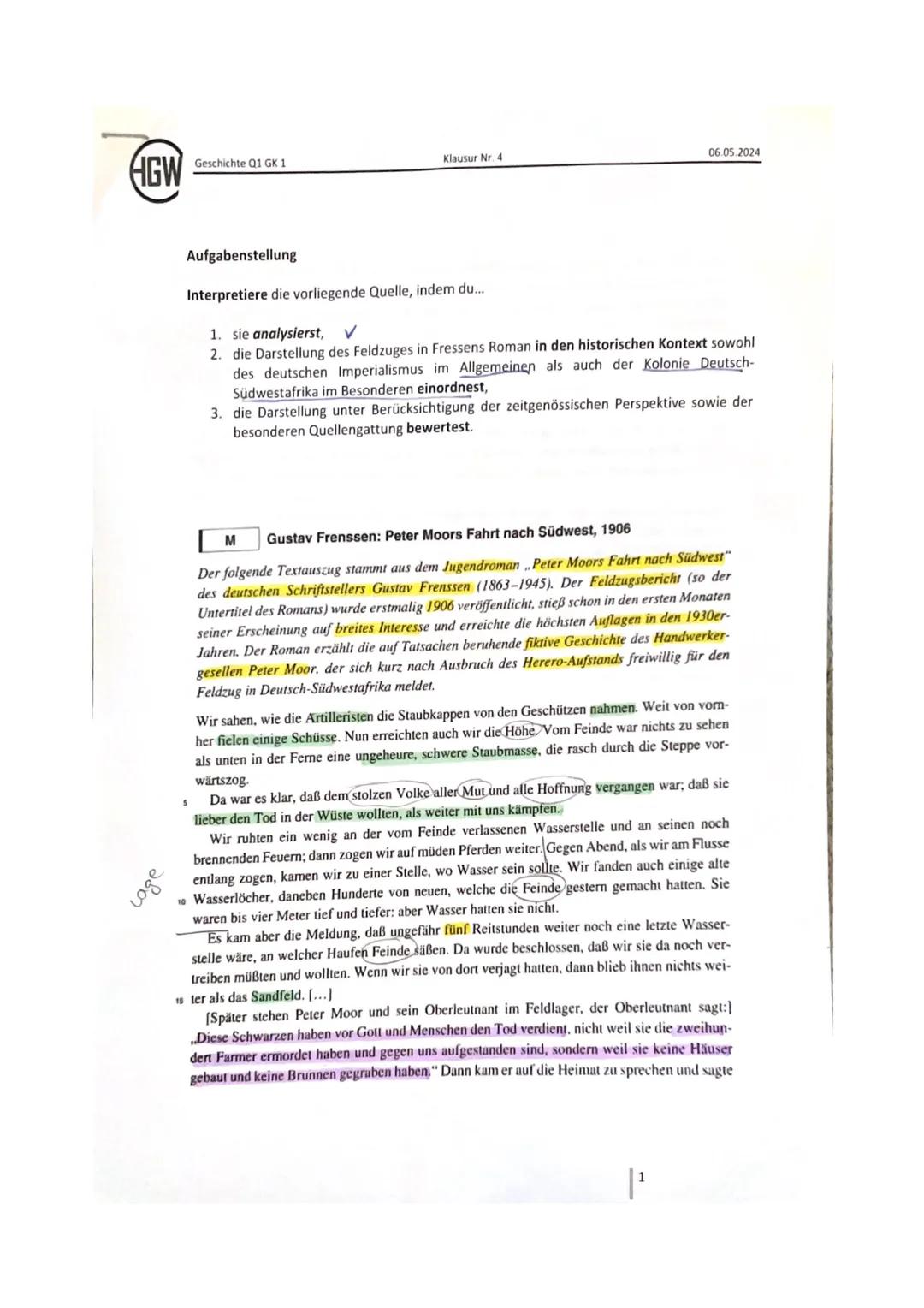 Geschichte Klausur - Imperialismus und Kolonialismus