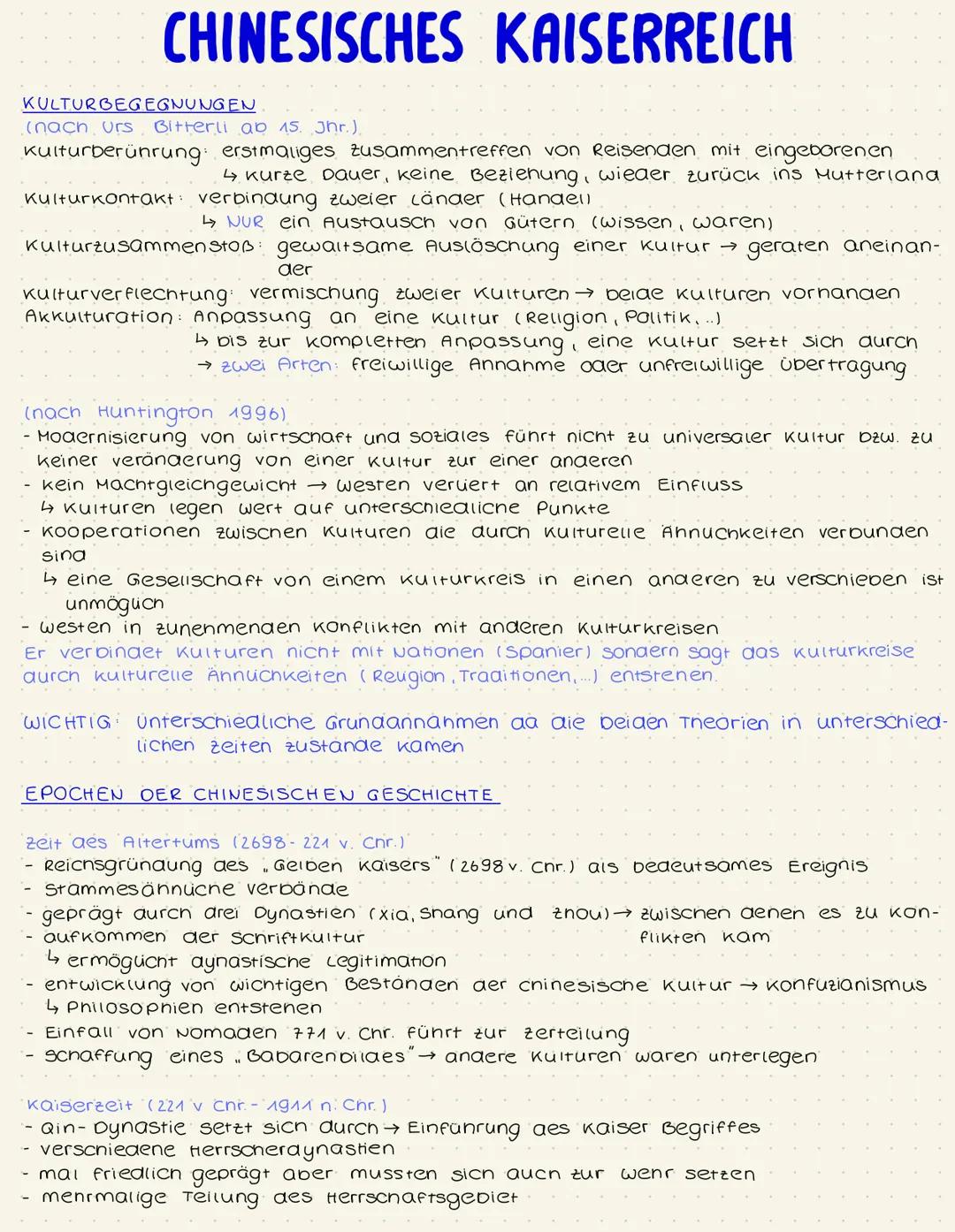 # CHINESISCHES KAISERREICH
KULTURBEGEGNUNGEN
(nach Urs Bitterli ab 15. Jhr.)
- Kulturberührung erstmaliges zusammentreffen von Reisenden mi