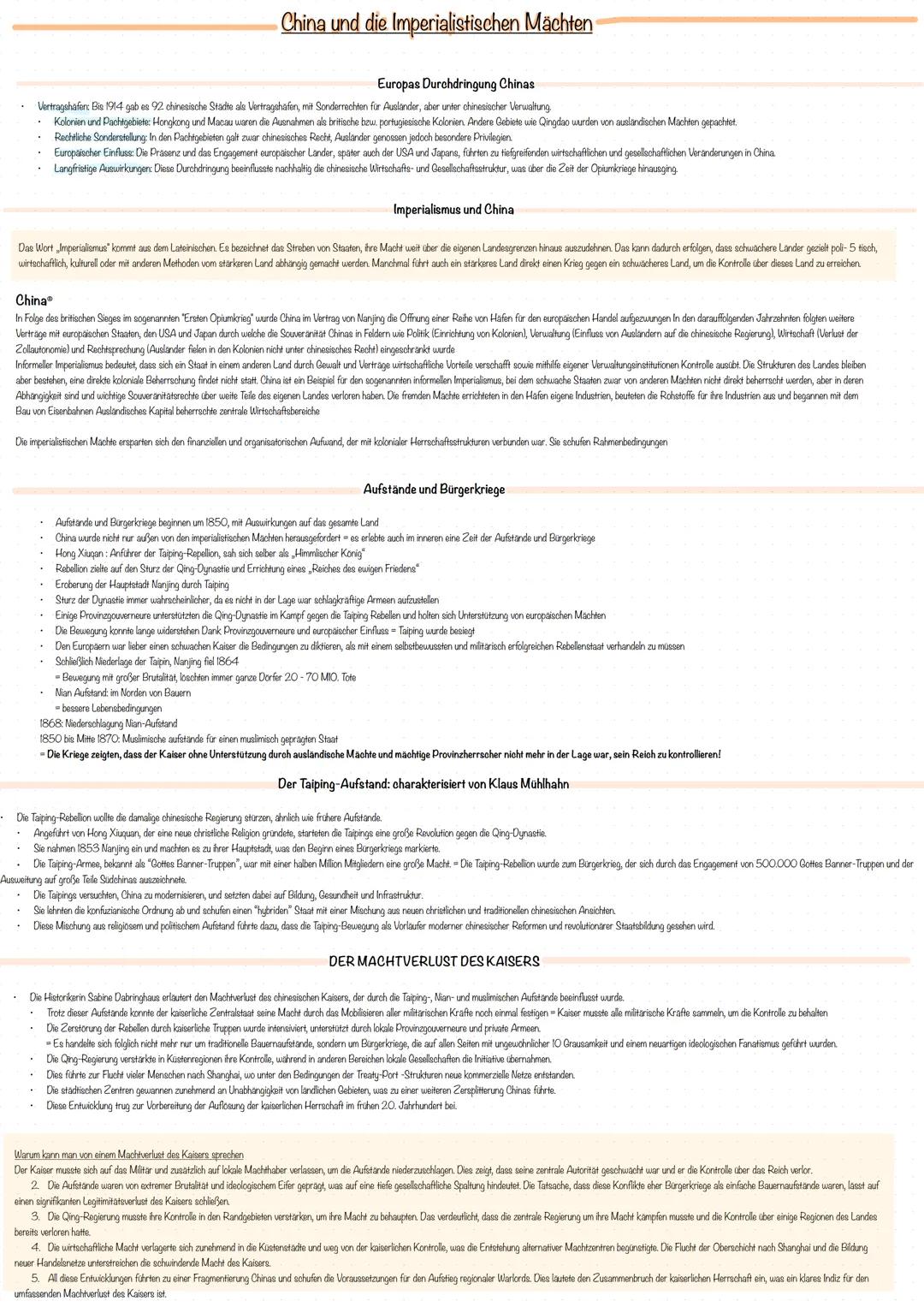 # China und die Imperialistischen Mächten
Die Qing Dynastie
- seit 1644 an der Macht
- 150 Jahre Blutezeit (hohe Ertrage der Landwirtschaft